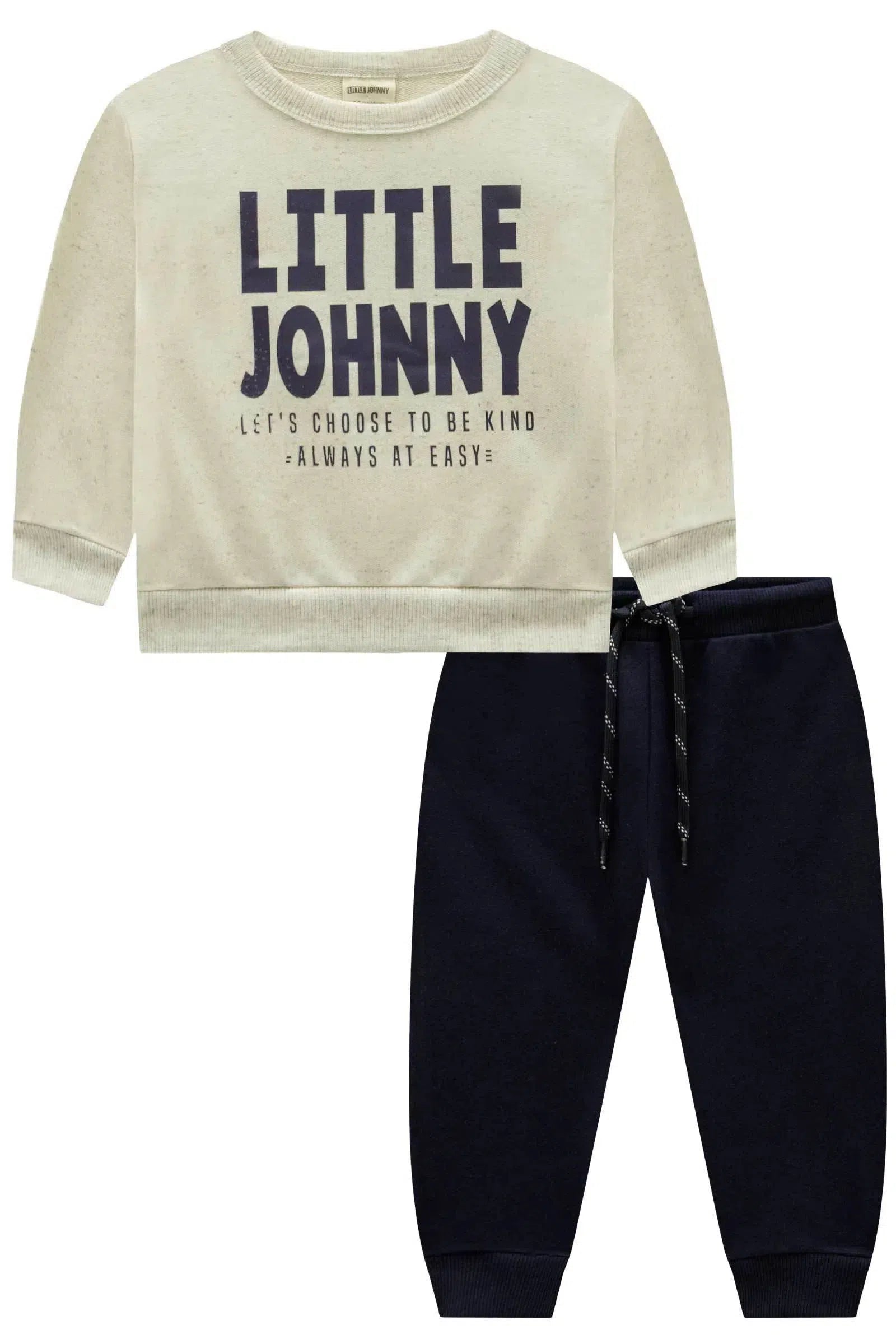 Conjunto de Blusão e Calça Jogger em Moletom sem Pelúcia 80408 Johnny Fox Bebê Menino