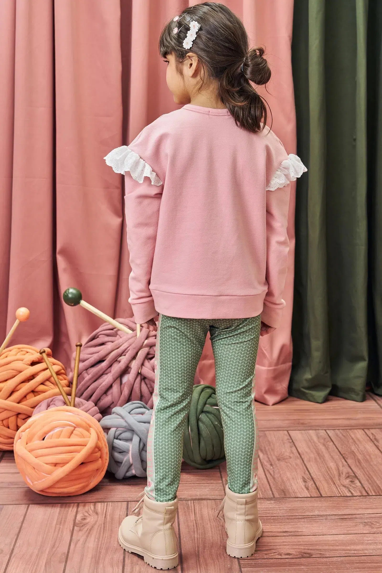 Conjunto de Blusão e Calça Legging em Molecotton 79321 Kukiê Infantil Menina