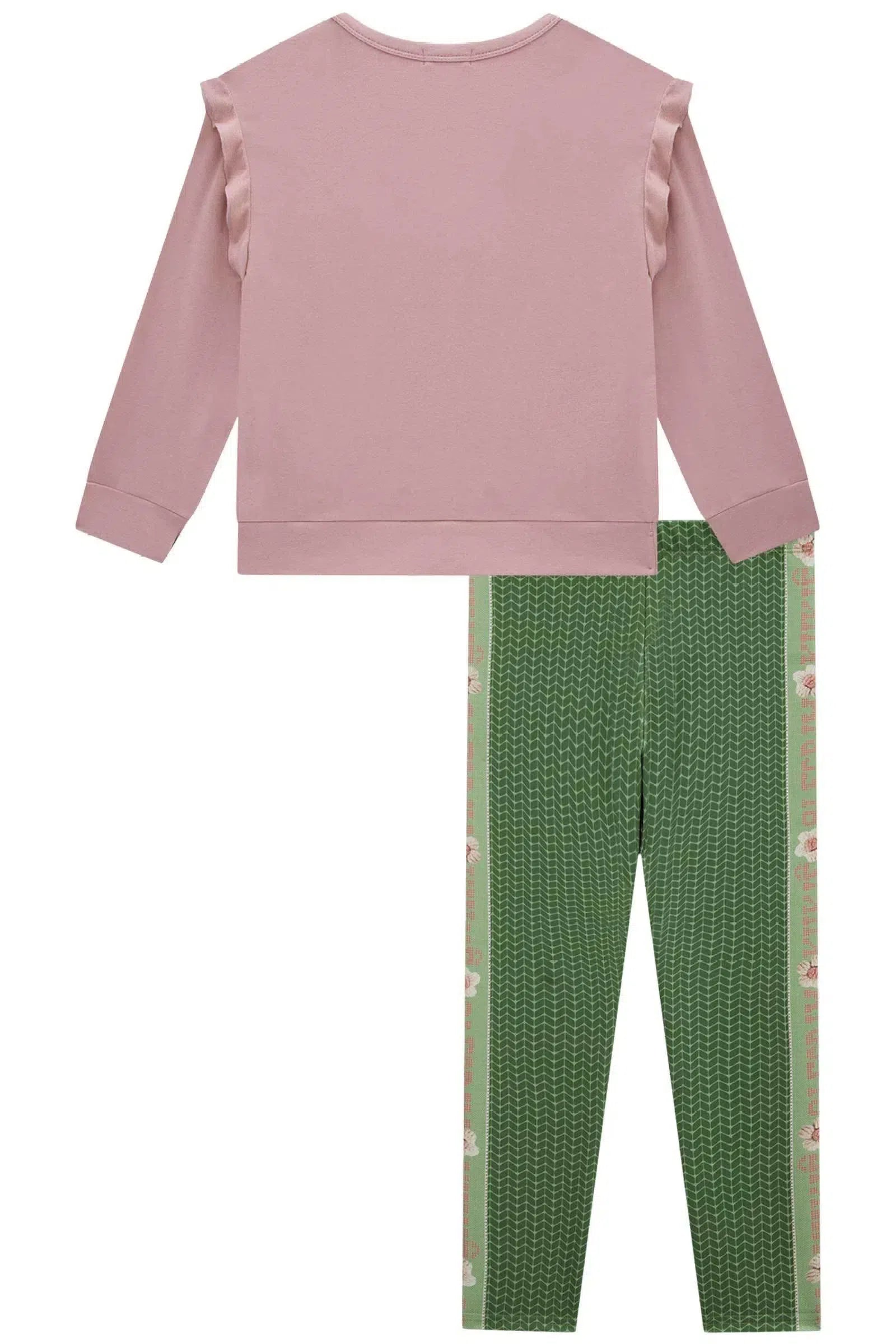 Conjunto de Blusão e Calça Legging em Molecotton 79321 Kukiê Infantil Menina