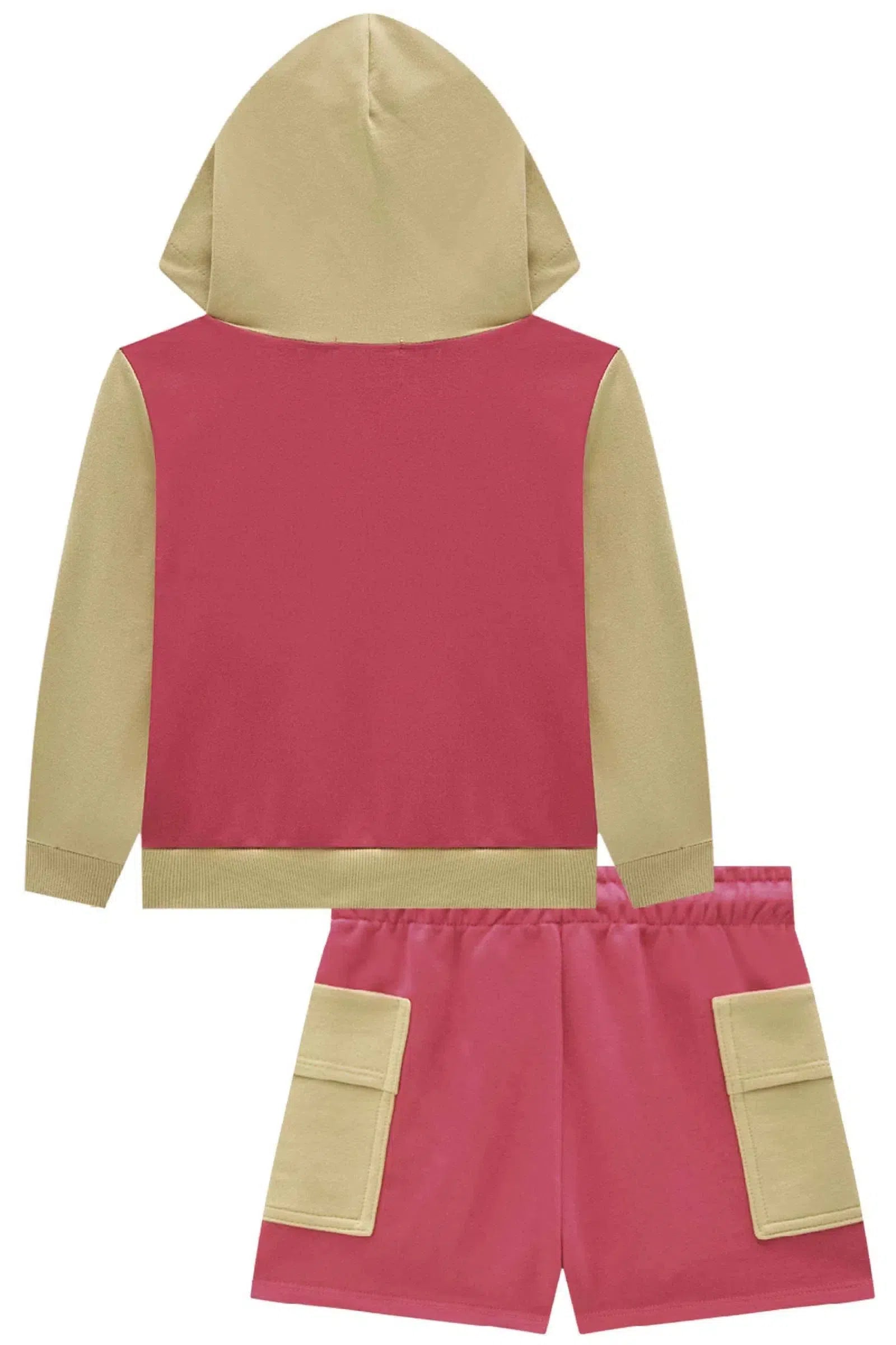 Conjunto de Blusão e Shorts em Moletom sem Pelúcia 80149 Kukiê Infantil Menina