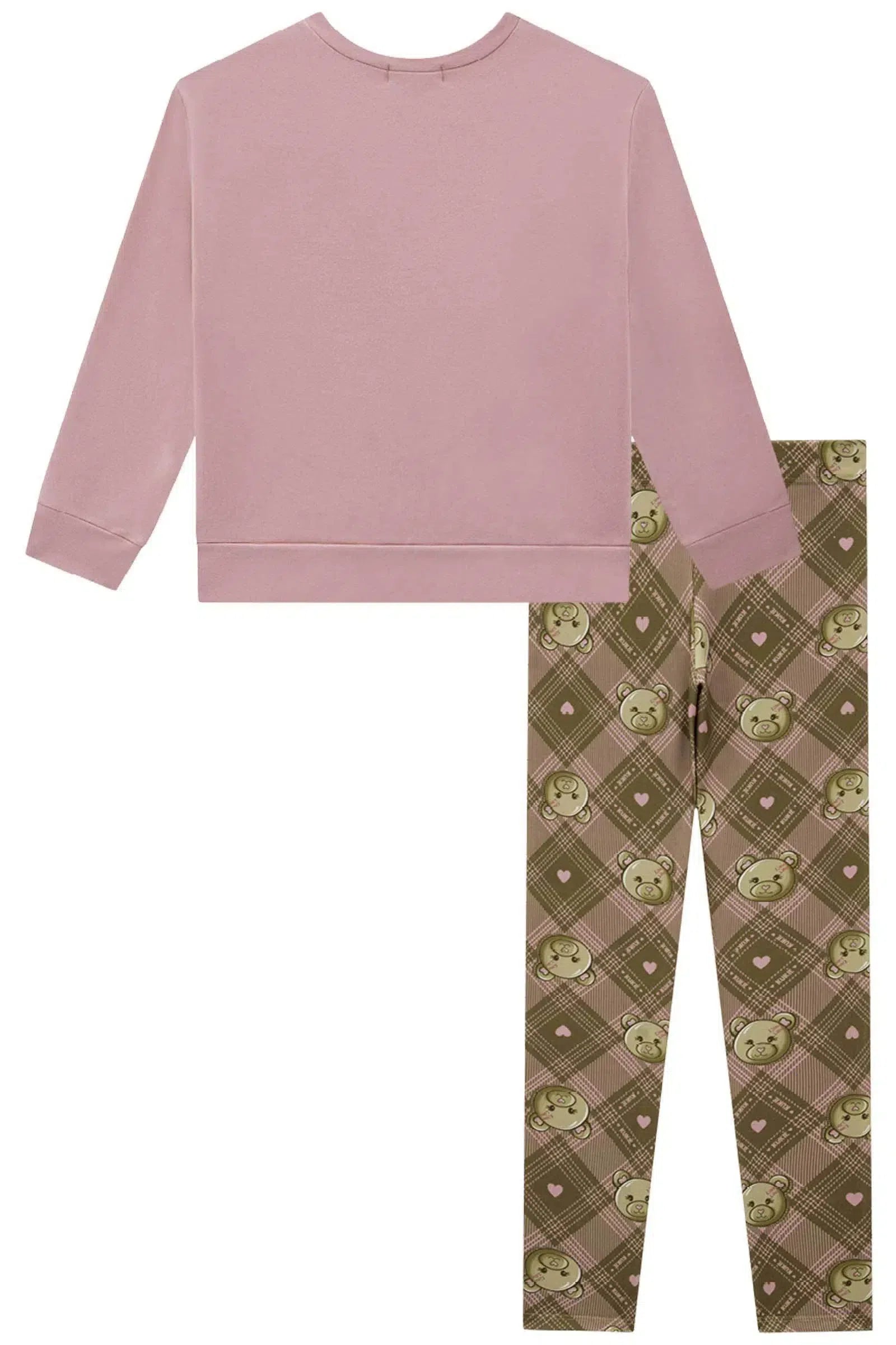 Conjunto de Blusão em Molecotton e Calça Legging em Molecotton 79472 Kukiê Infantil Menina