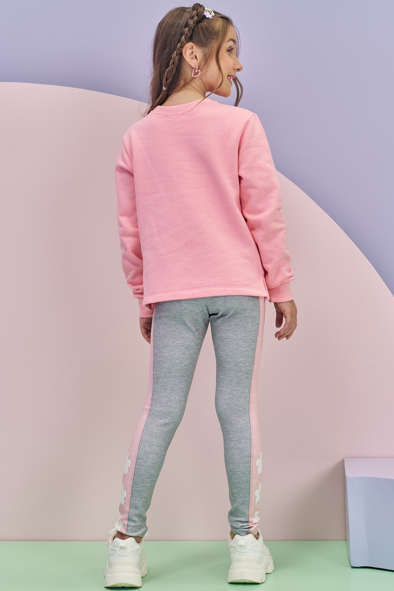 Conjunto de Blusão em Moletom com Pelúcia e Calça Legging em Fly Tech 80436 Infanti Infantil Menina