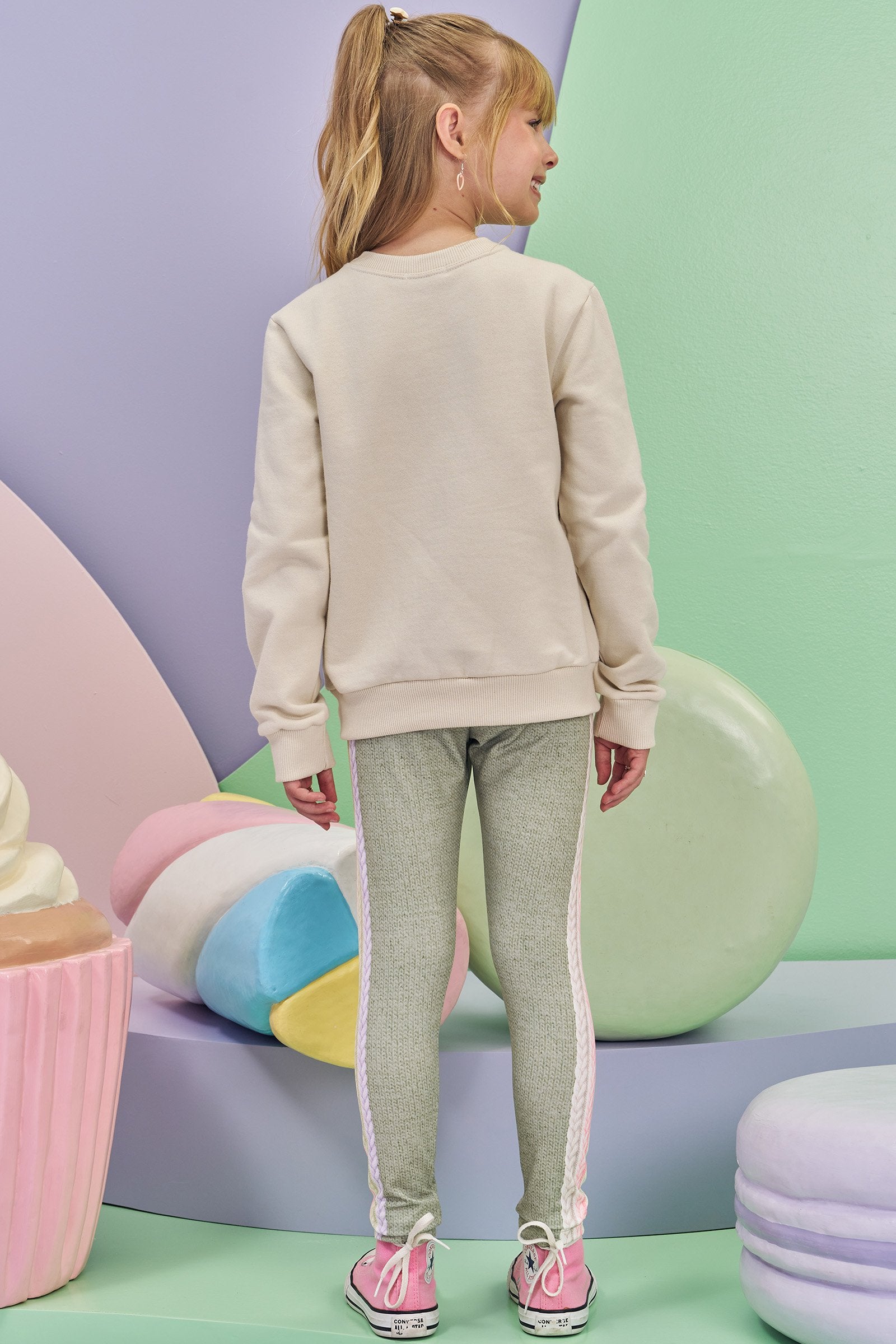 Conjunto de Blusão em Moletom com Pelúcia e Calça Legging em Termoskin Peluciado 80339 Infanti Infantil Menina