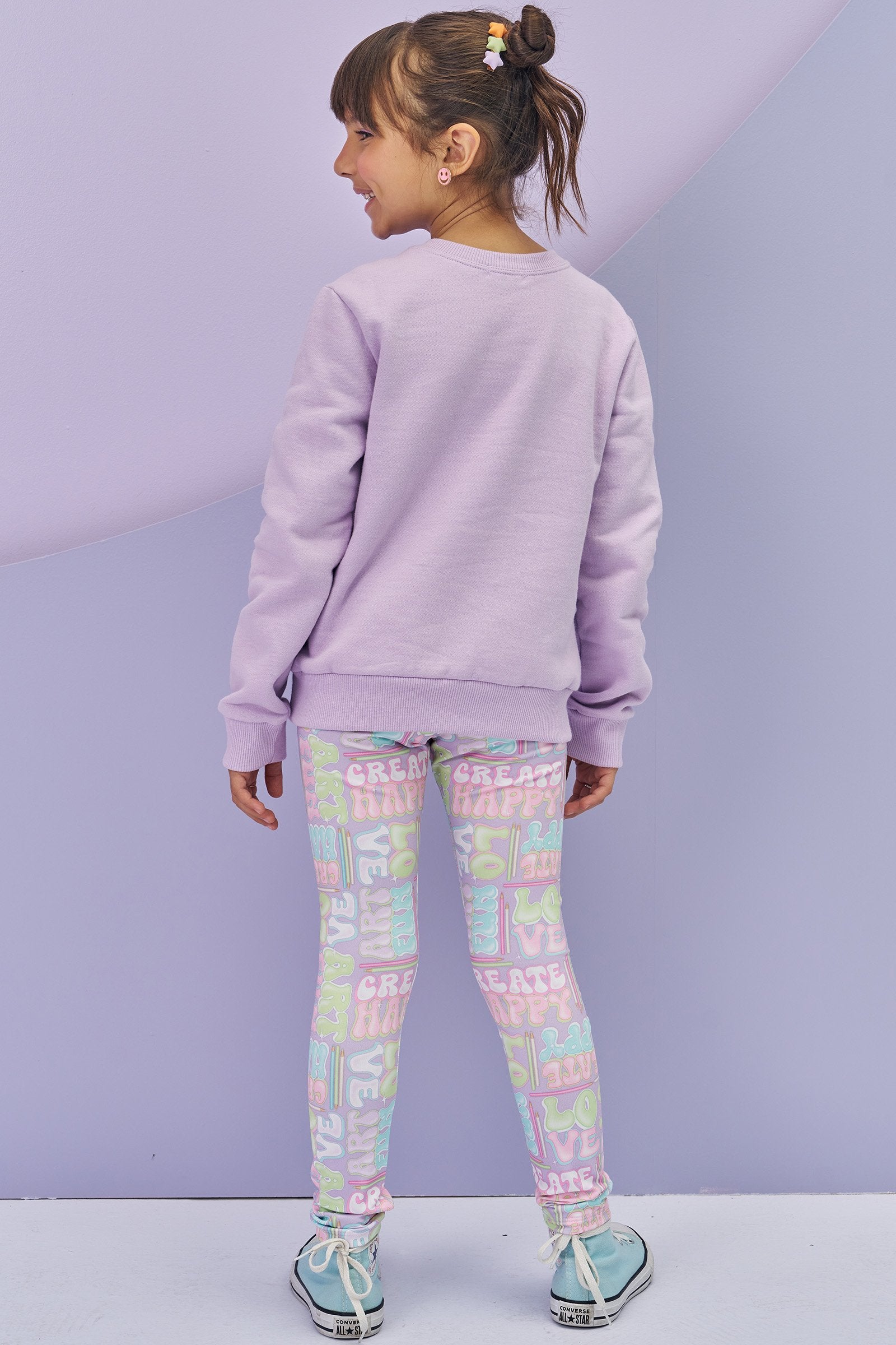 Conjunto de Blusão em Moletom com Pelúcia e Calça Legging em Termoskin Peluciado 80341 Infanti Infantil Menina