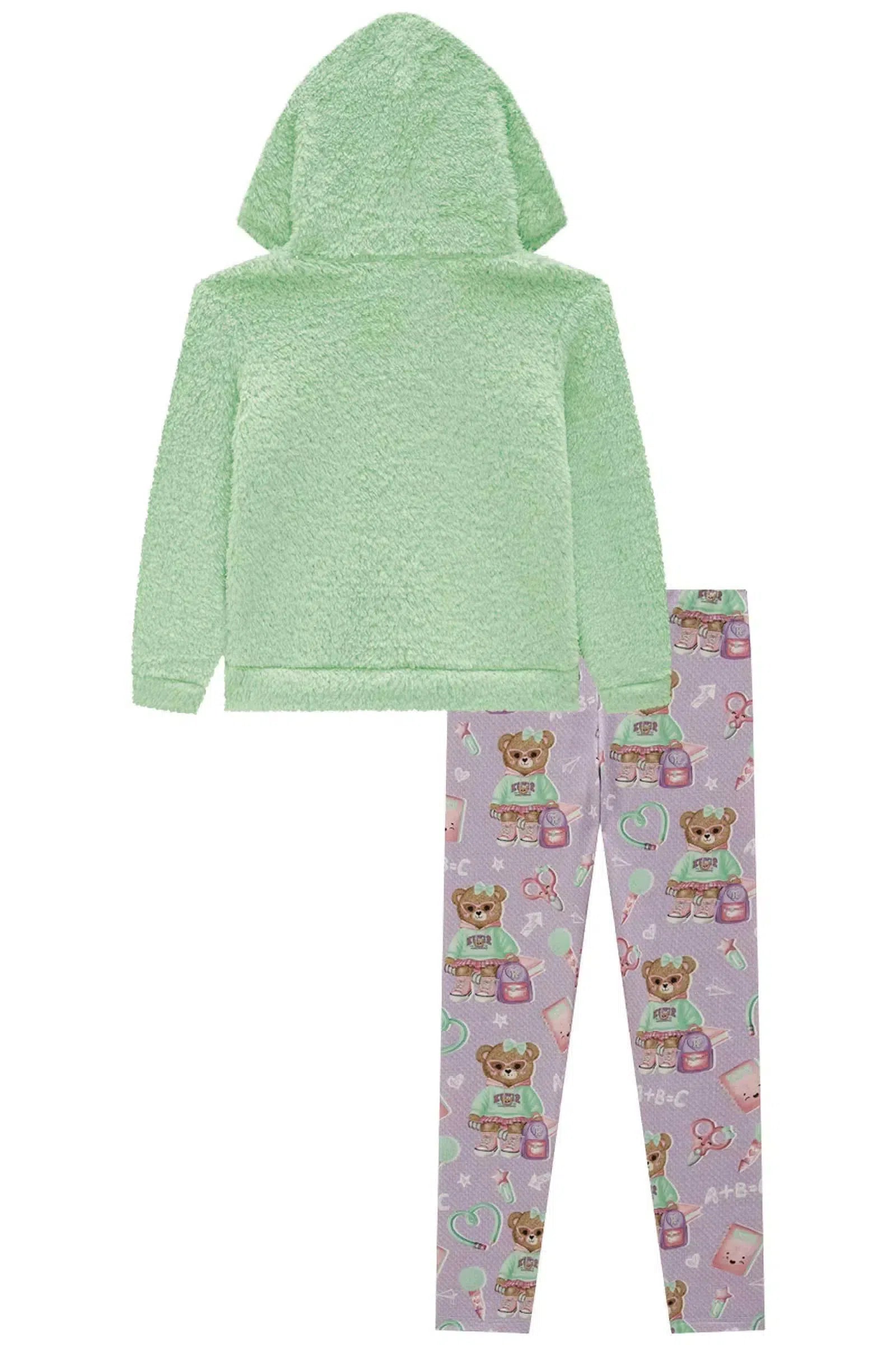 Conjunto de Blusão em Pelo Carneirinho e Legging em Termoskin 80380 Kukiê Infantil Menina