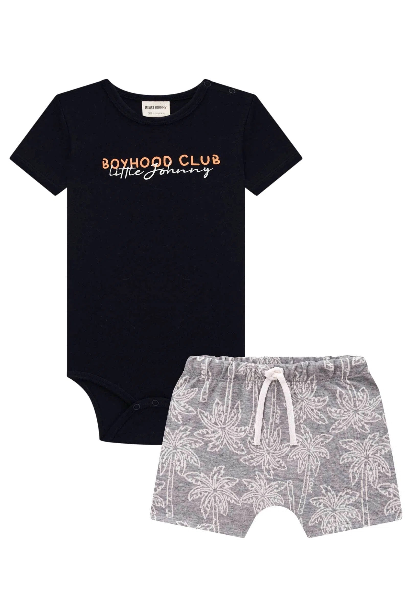 Conjunto de Body em Cotton e Bermuda em Malha Jacquard 74138 Johnny Fox