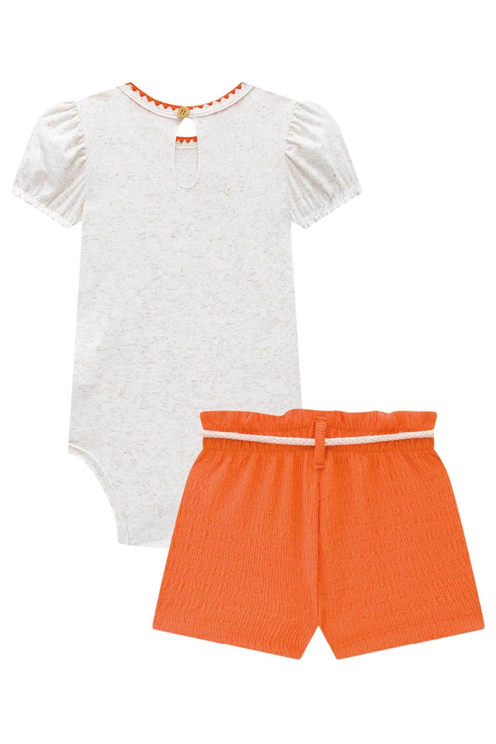 Conjunto de Body em Cotton e Shorts em Malha Arrugada 75288 Kukiê