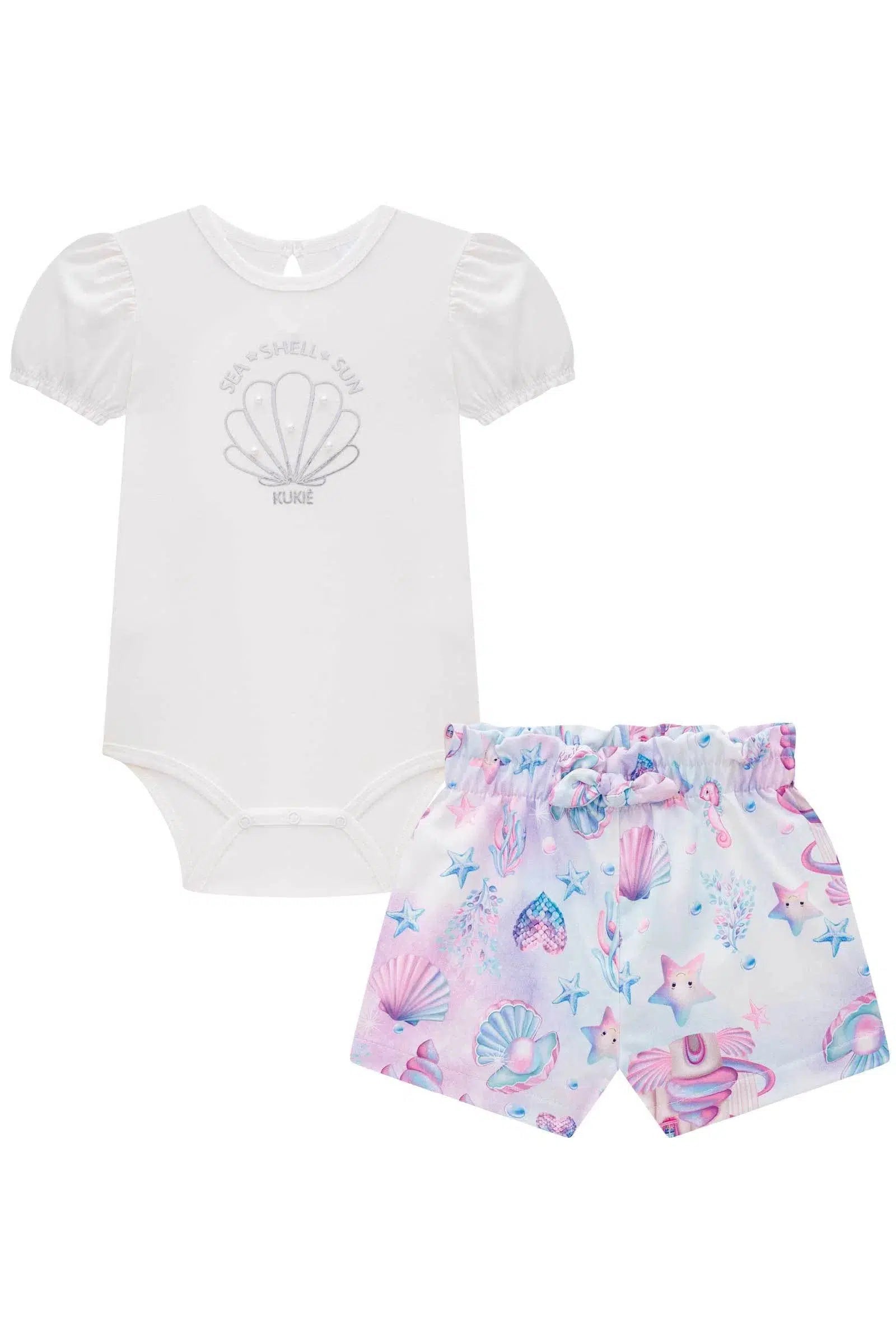 Conjunto de Body em Cotton e Shorts em Super Cetim 74569 Kukiê