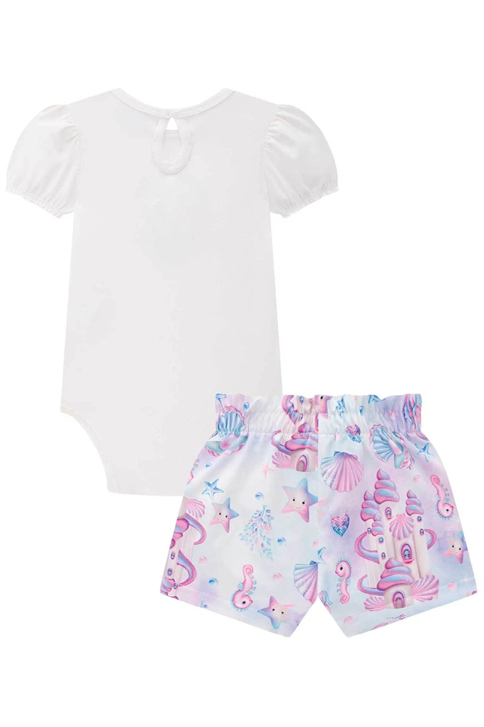 Conjunto de Body em Cotton e Shorts em Super Cetim 74569 Kukiê