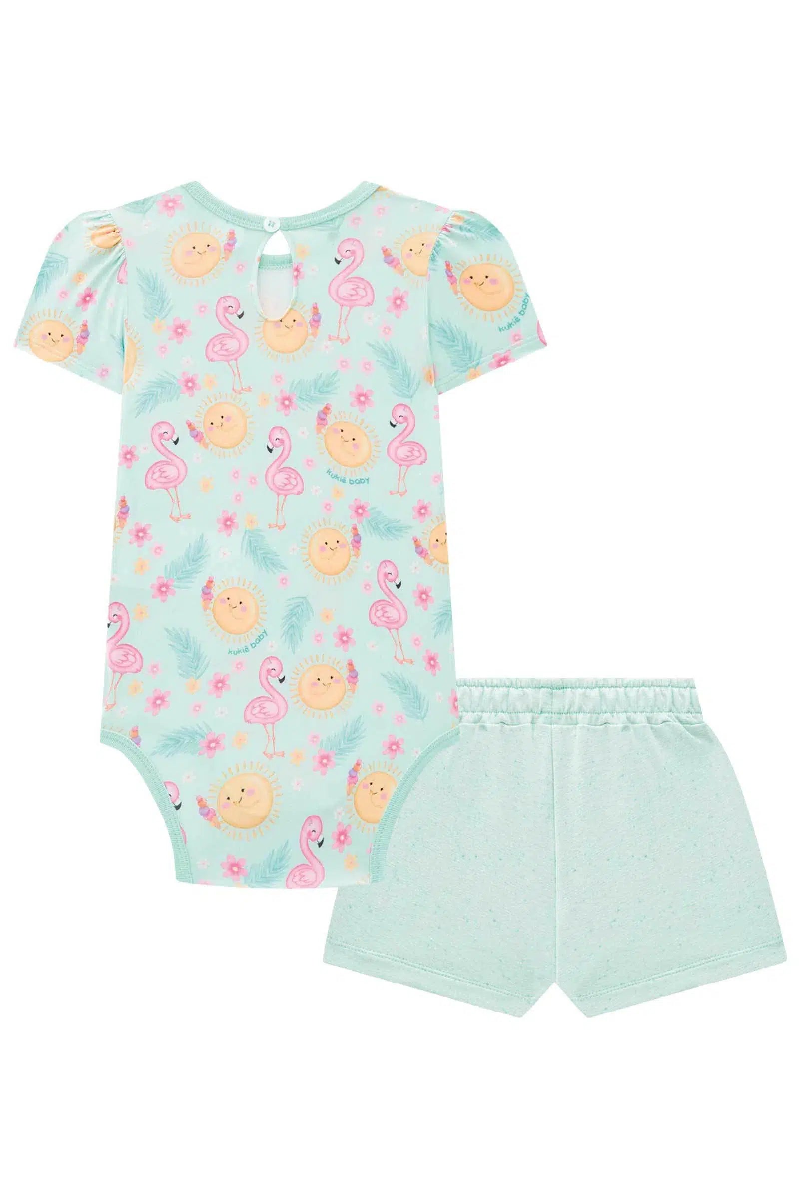 Conjunto de Body em Malha Comfy e Short Saia em Molecotton Behinds com Botonê 74787 Kukiê