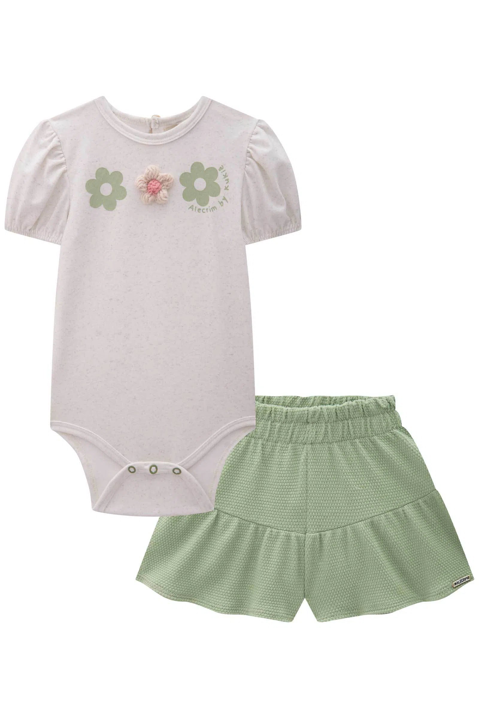 Conjunto Bebê Menina de Body em Malha Power e Shorts em Malha Bee 82004 Kukiê