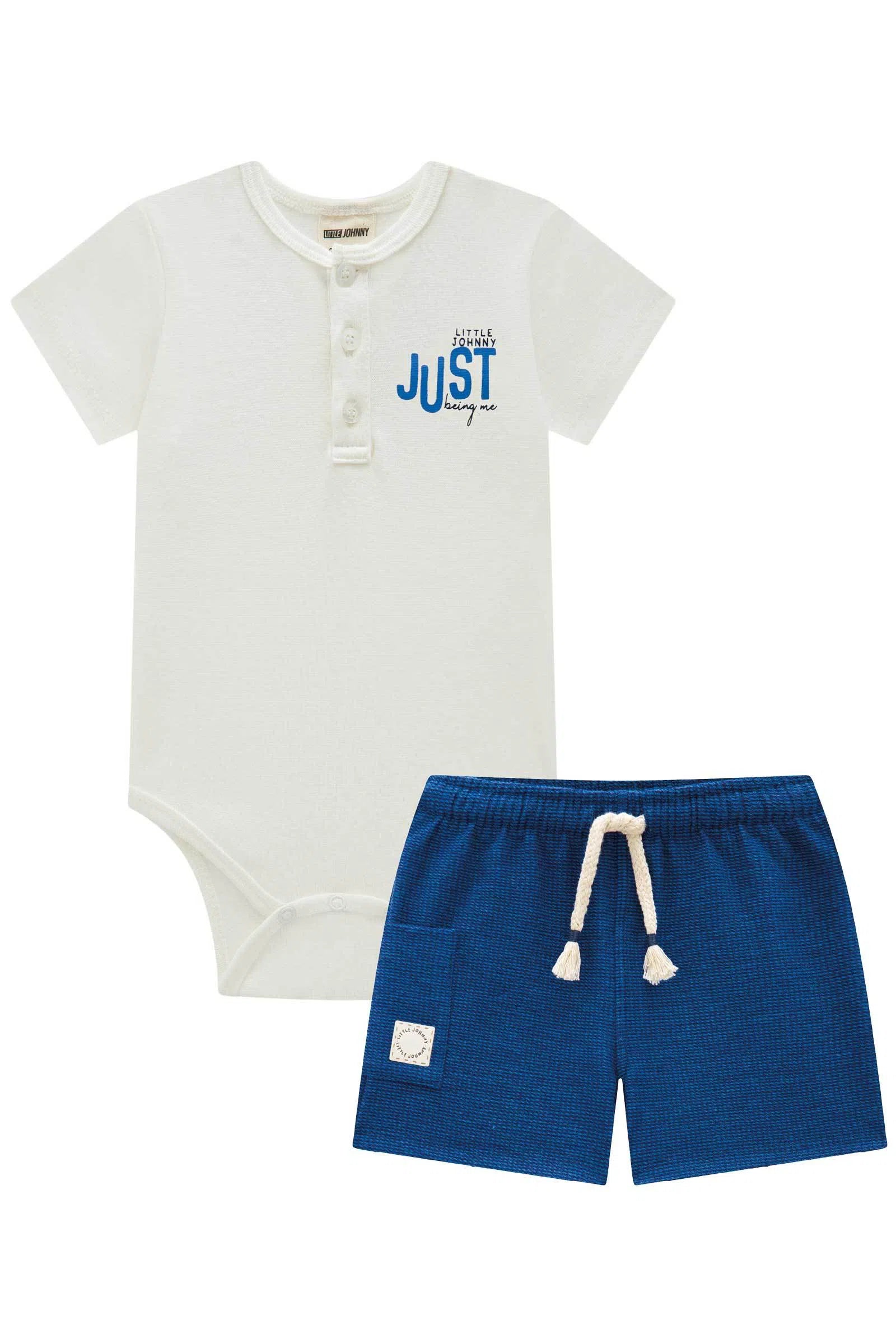 Conjunto de Body em Ribana 1x1 e Bermuda em Molecotton Diagonal 74466 Johnny Fox