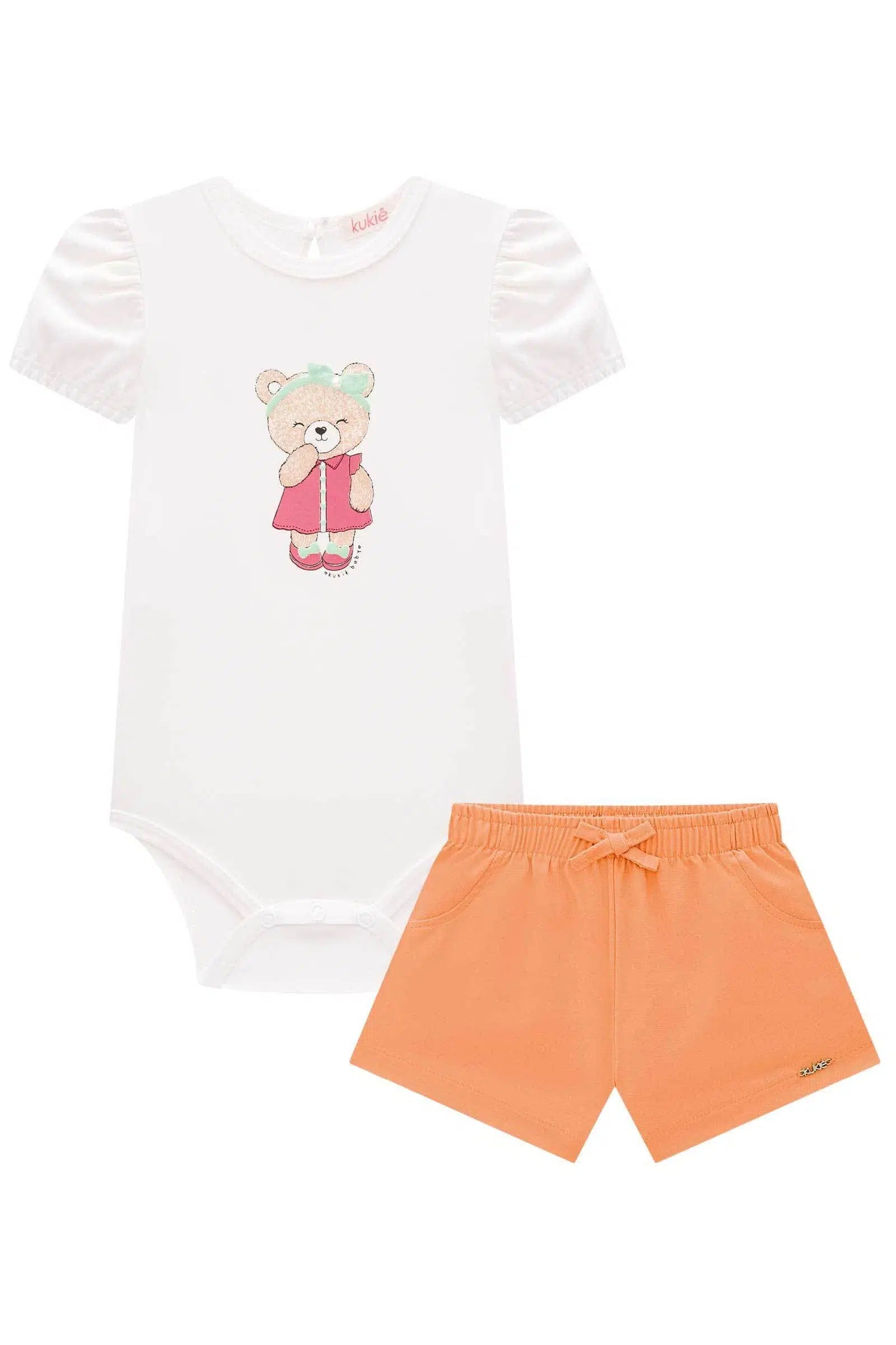 Conjunto de Body em Suedine e Shorts em Viscose Linho 74781 Kukiê