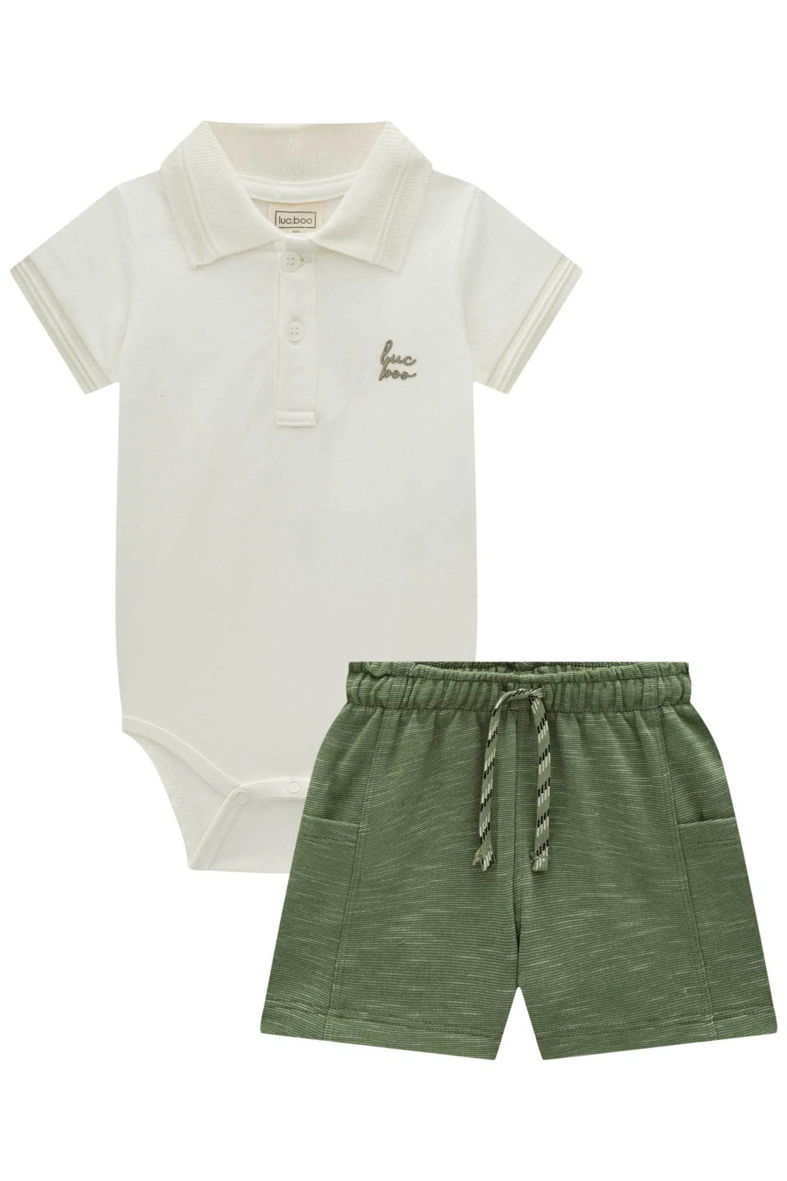 Conjunto de Body Polo em Piquet com Elastano e Bermuda em Malha Bicolor 78005 LucBoo