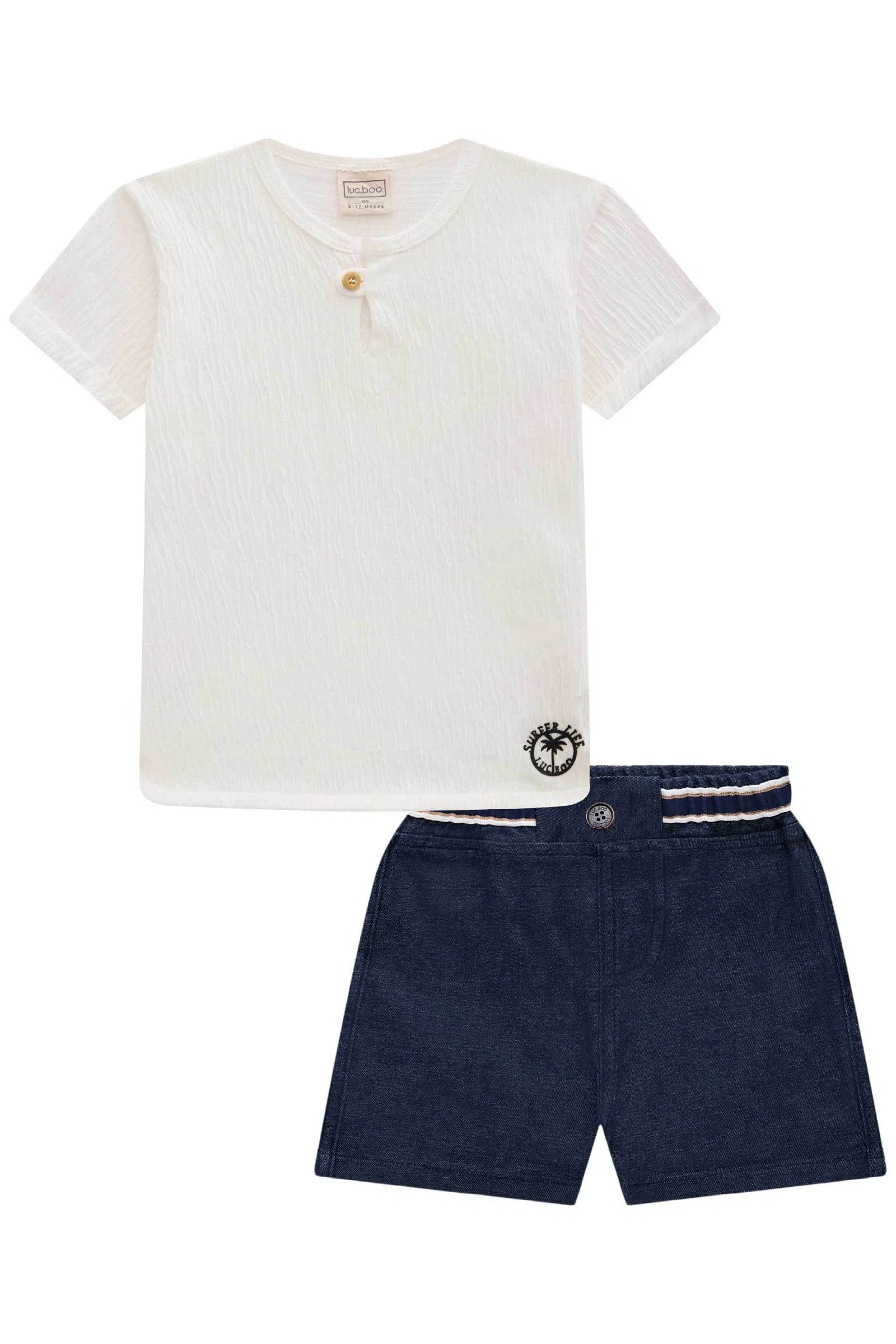 Conjunto de Camisa Bata em Malha Wave e Bermuda em Sarja Melange com Elastano Super Power 75229 LucBoo