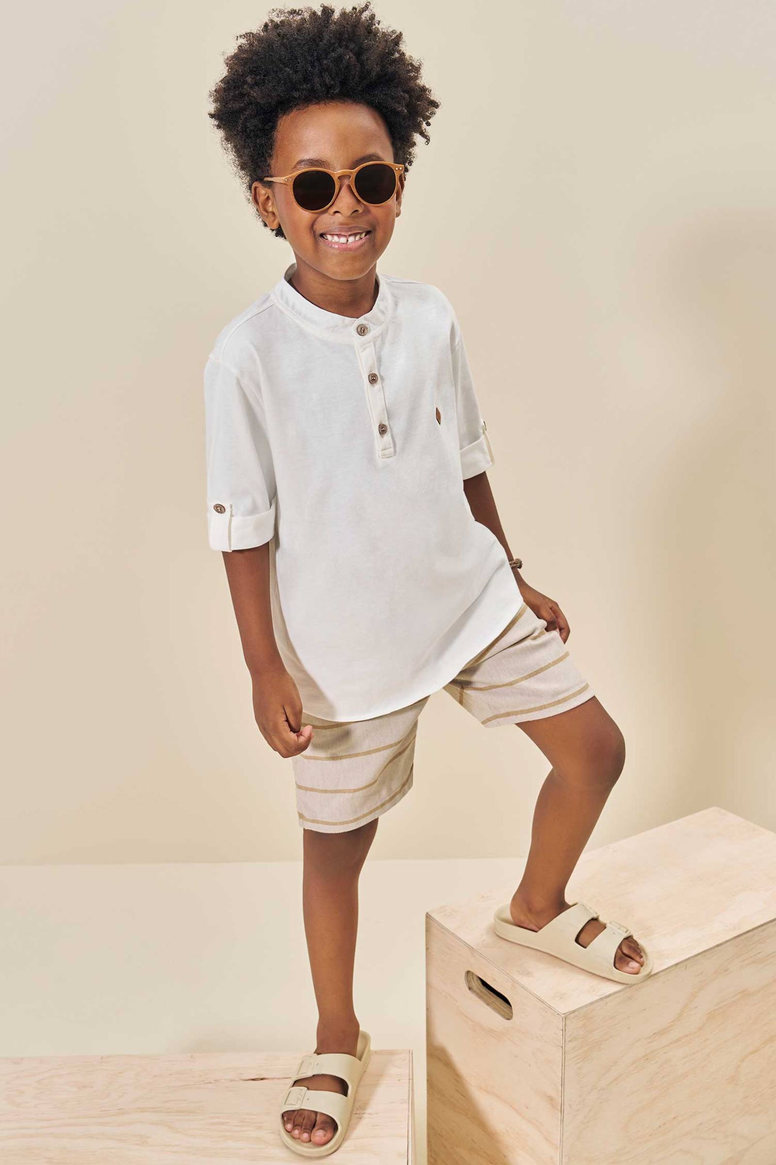 Conjunto de Camisa Bata em Meia Malha e Bermuda em Tecido Eco com Elastano 77160 LucBoo