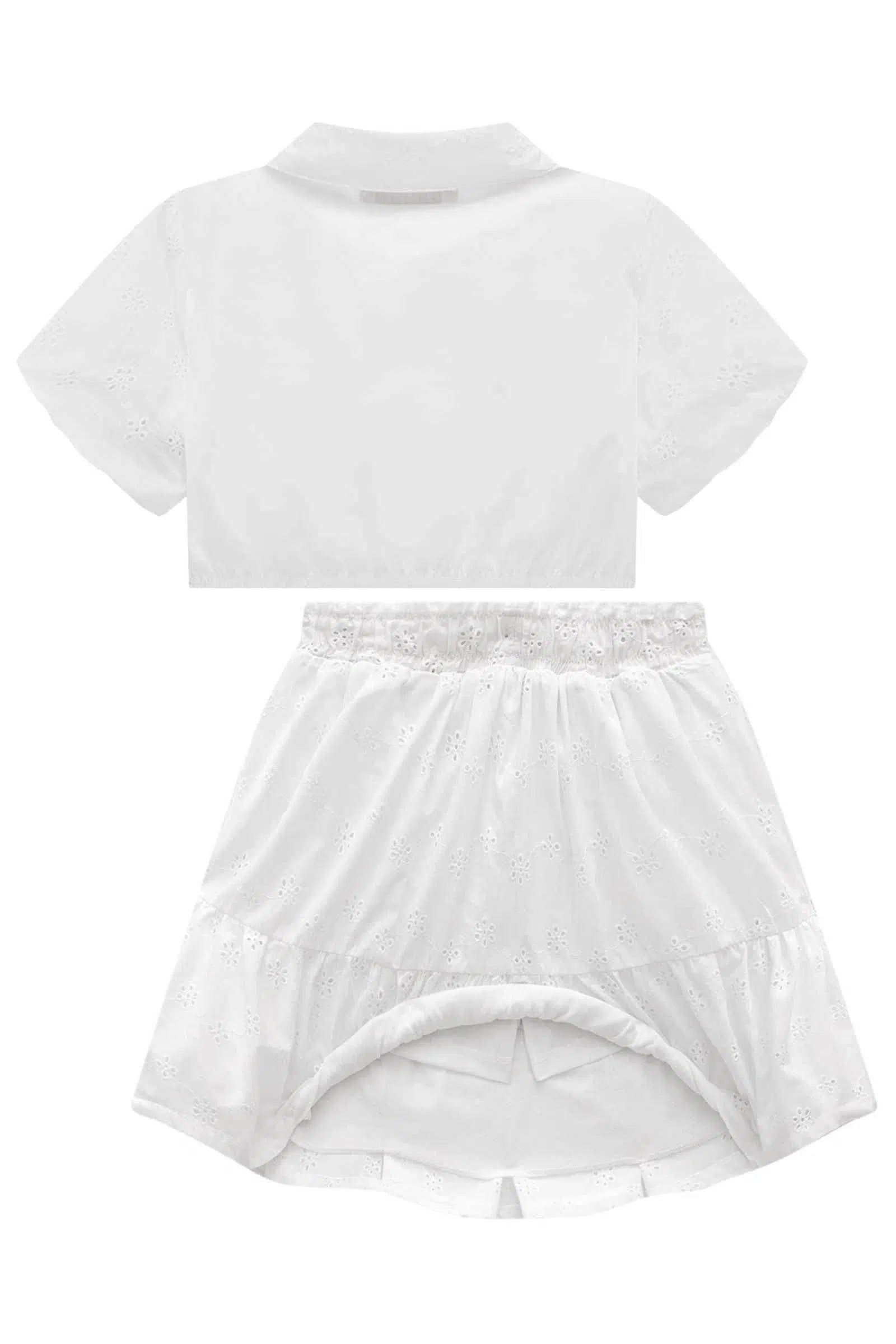 Conjunto de Camisa Boxy e Saia em Tecido Laise (com Shorts Embutido) 77618 Kukiê