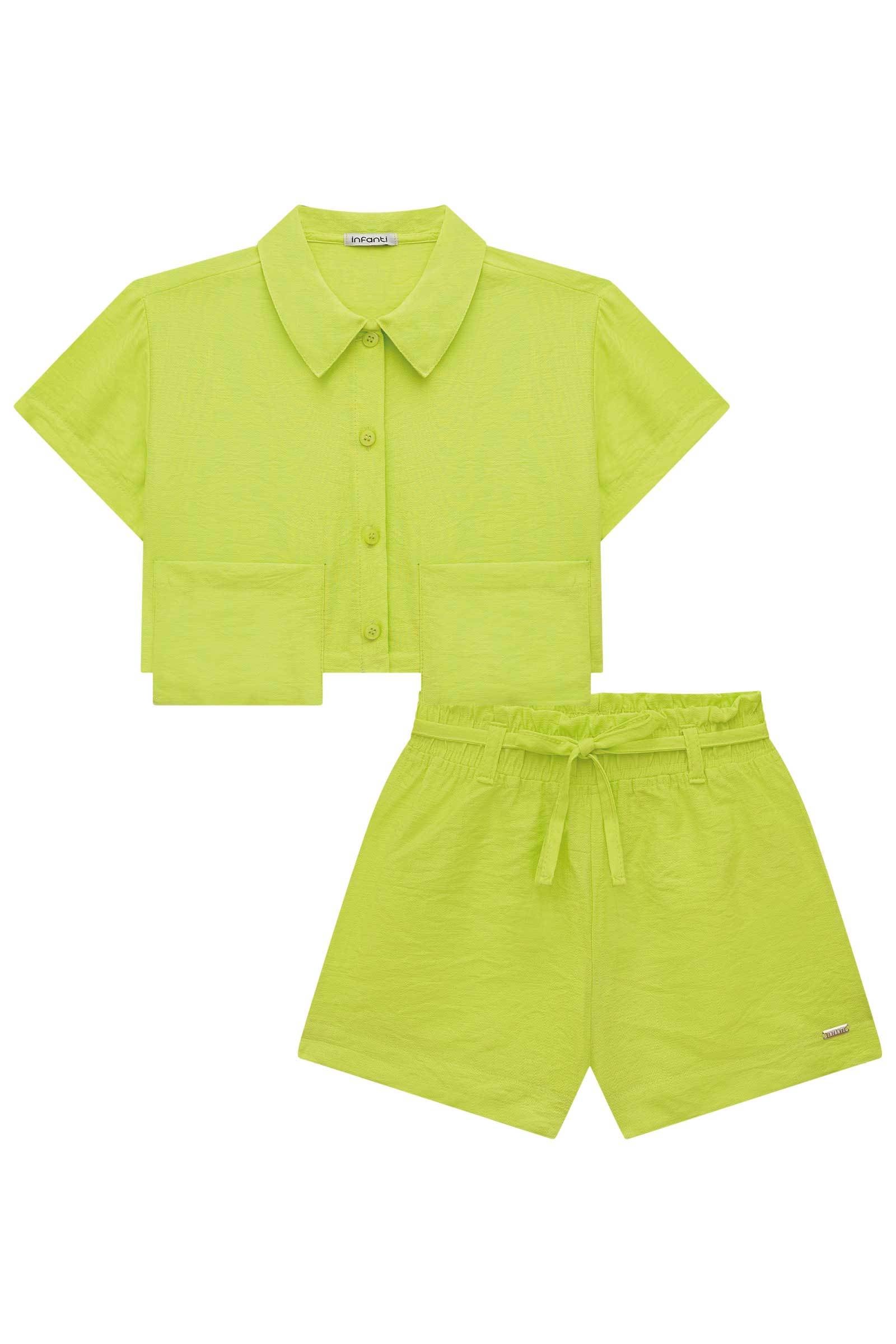 Conjunto de Camisa Boxy e Shorts em Viscose Turim 76137 Infanti