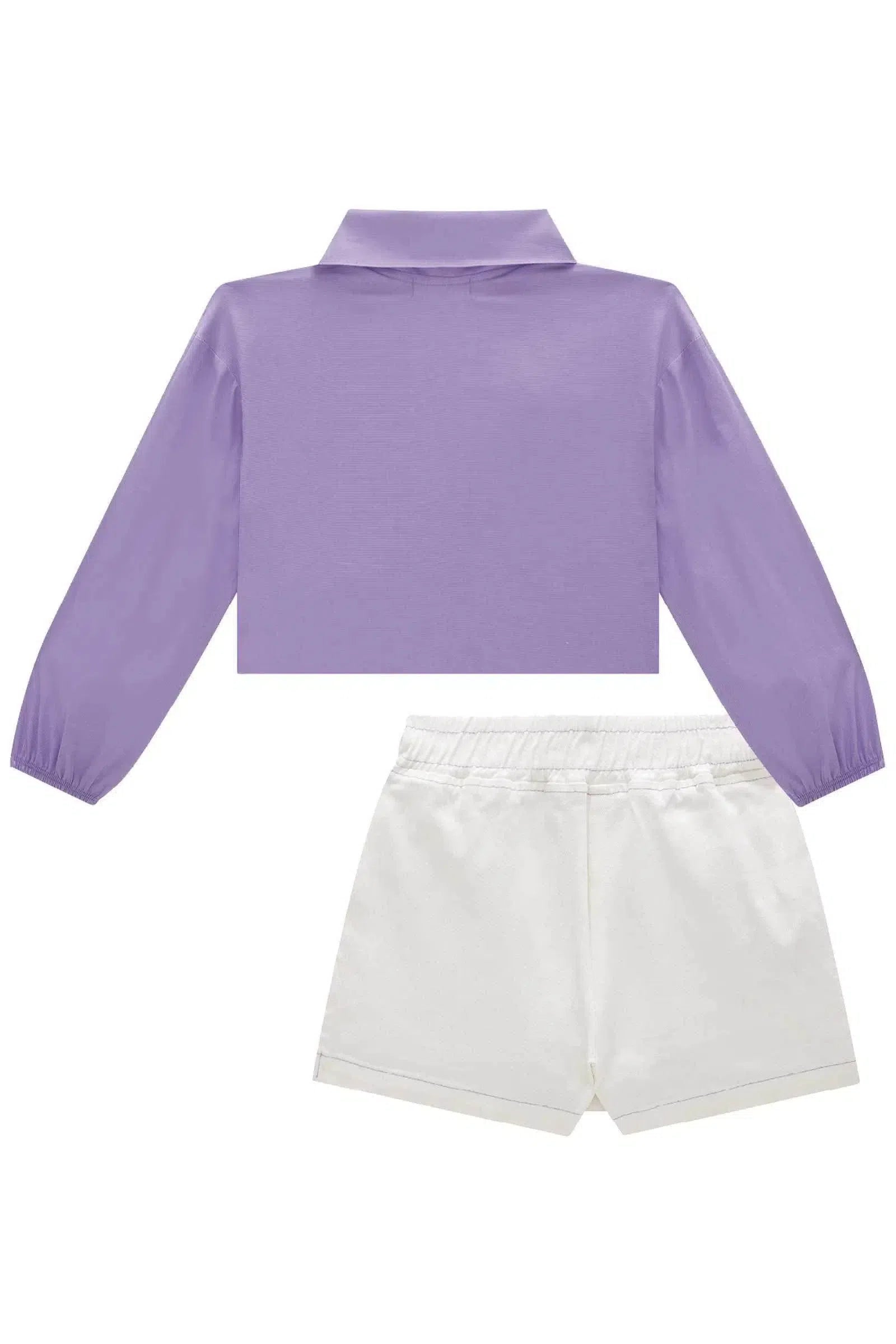 Conjunto de Camisa Boxy em Tricoline e Short Saia em Sarja com Elastano 80797 Kukiê Infantil Menina