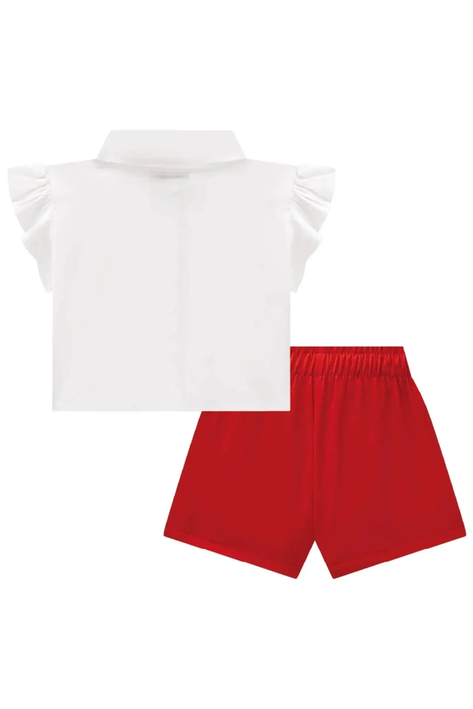 Conjunto de Camisa Boxy em Tricoline e Shorts em Alfaiataria Twill 85287 Infanti Infantil Menina