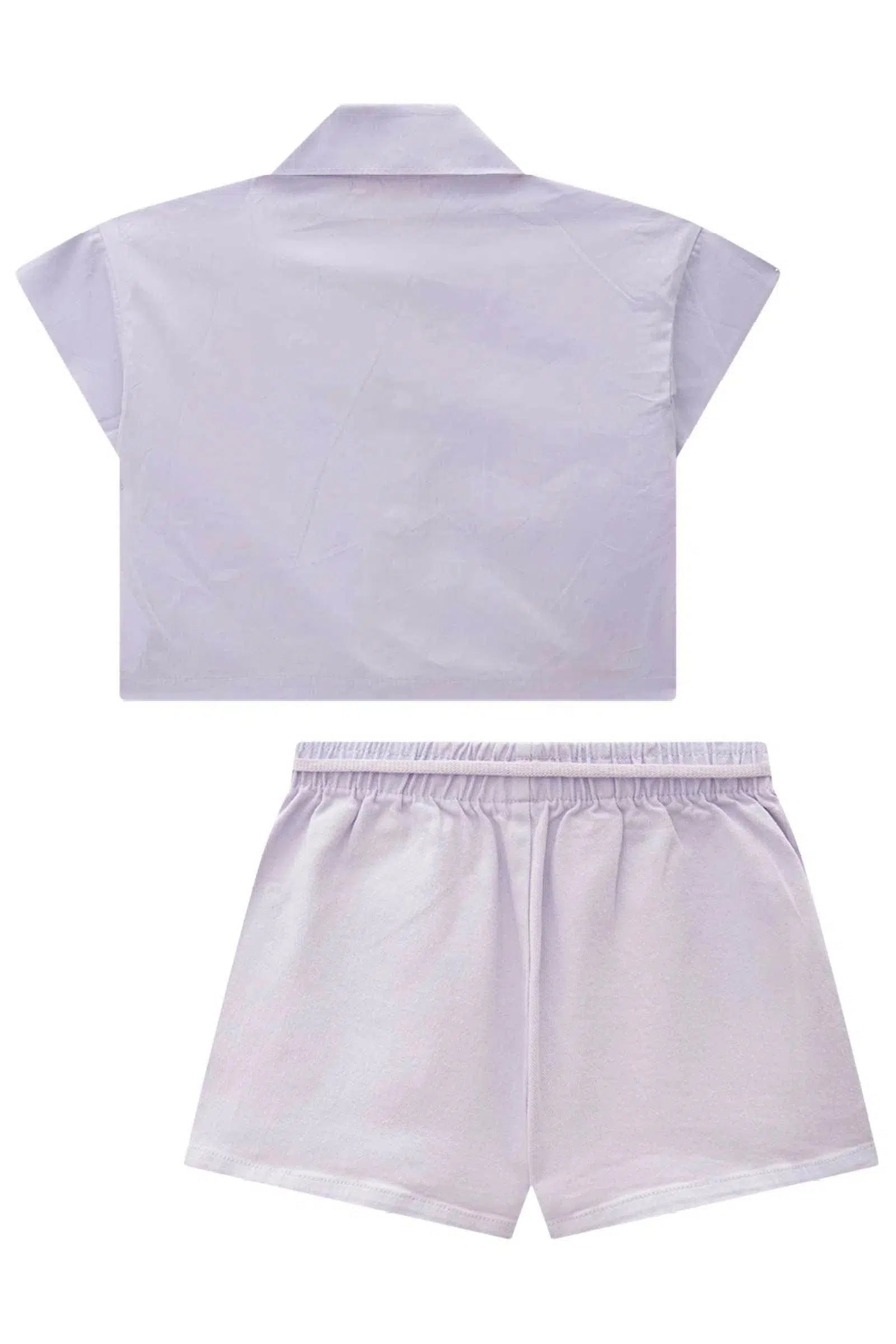 Conjunto Infantil Menina de Camisa Boxy em Tricoline e Shorts em Sarja com Elastano 81669 Kukiê