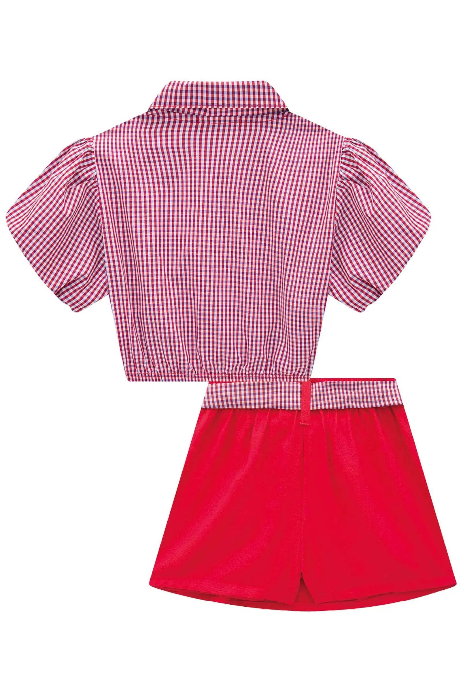 Conjunto Infantil de Camisa Cropped em Tricoline e Short Saia em Cupro 81617 Infanti