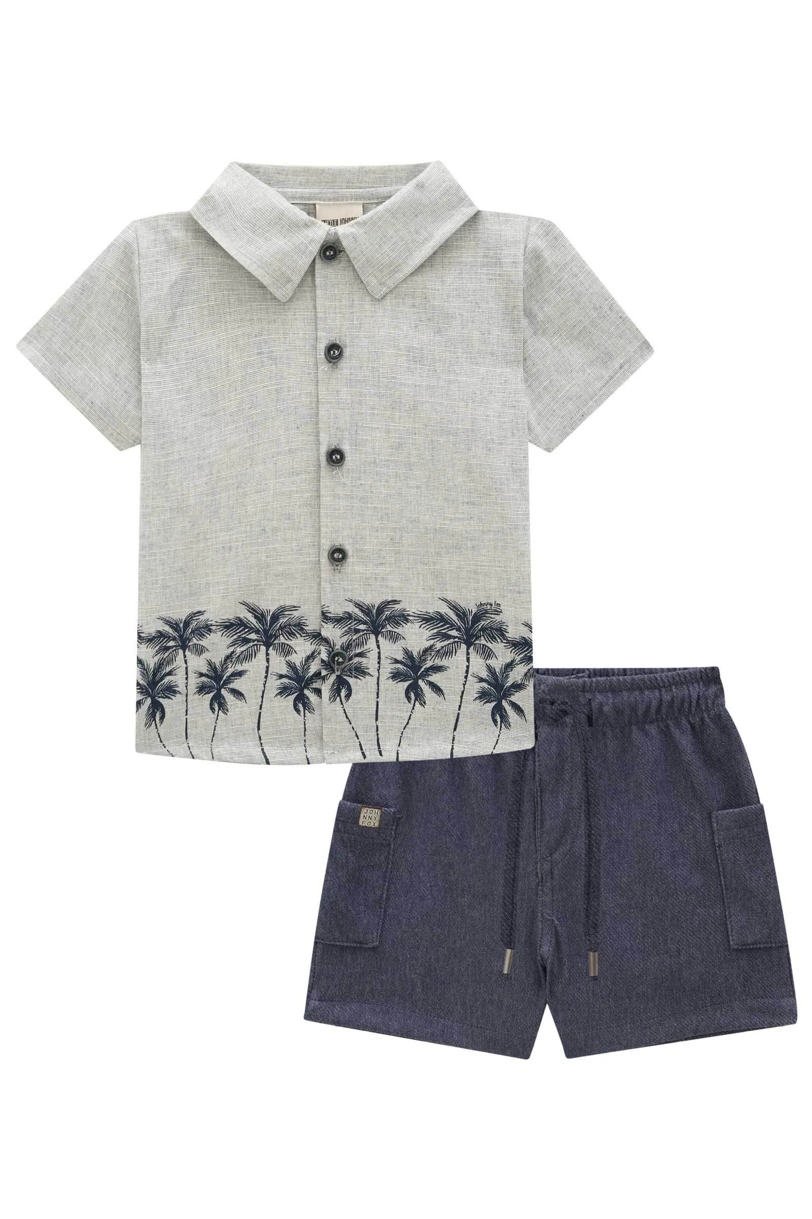 Conjunto de Camisa em Tecido Verano Milano e Bermuda em Cotton Jeans com Elastano 78012 Johnny Fox