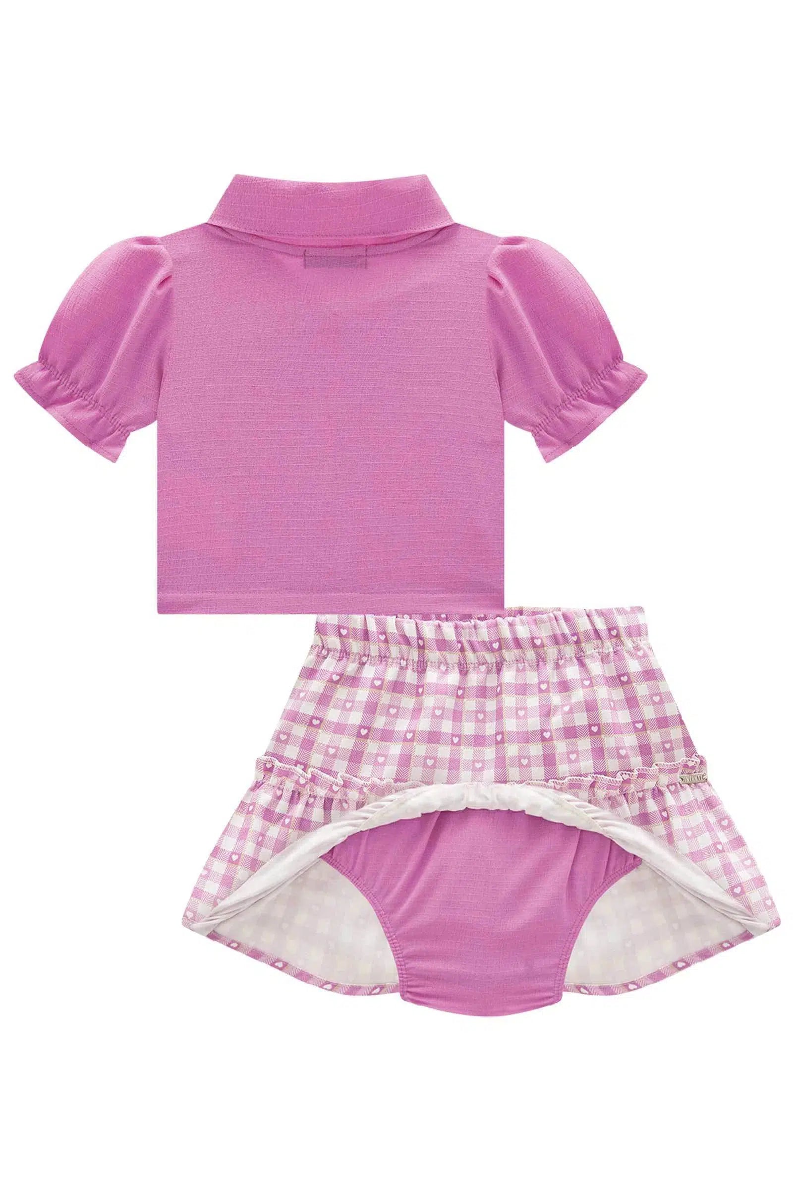 Conjunto Bebê de Camisa em Air Flow Crepe Duna com Saia em Visco Twill 81874 Infanti