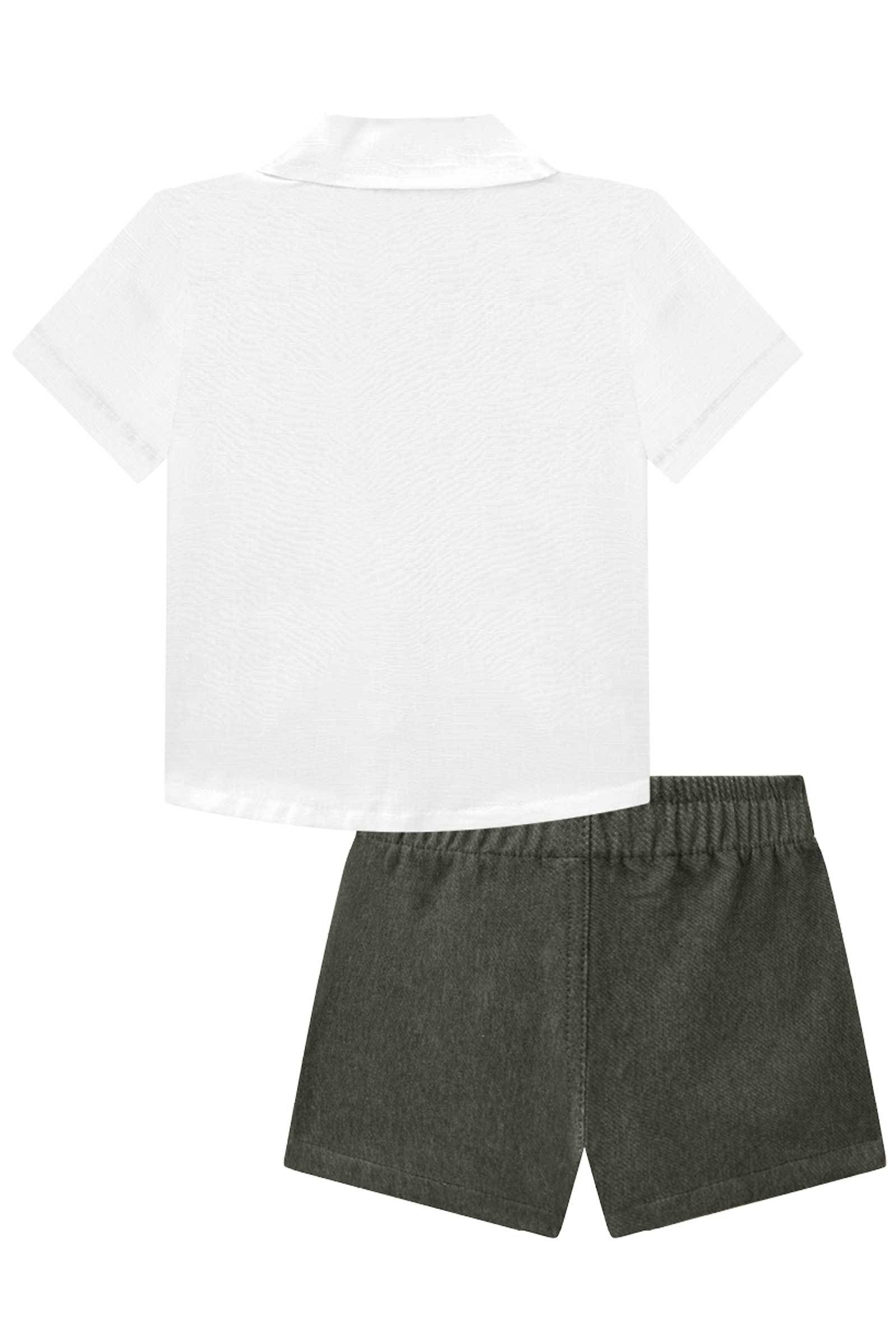 Conjunto de Camisa em Cotton Lavortto Flamê e Bermuda em Cotton Jeans 75248 LucBoo