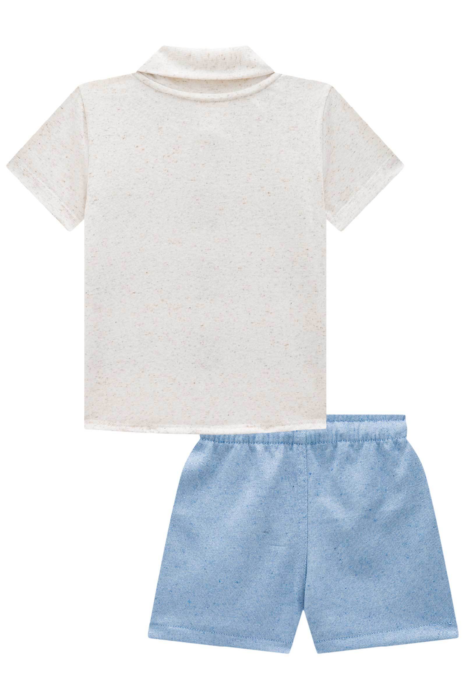Conjunto de Camisa em Cotton Linho e Bermuda em Tecido Eco Stretch com Elastano 75240 LucBoo