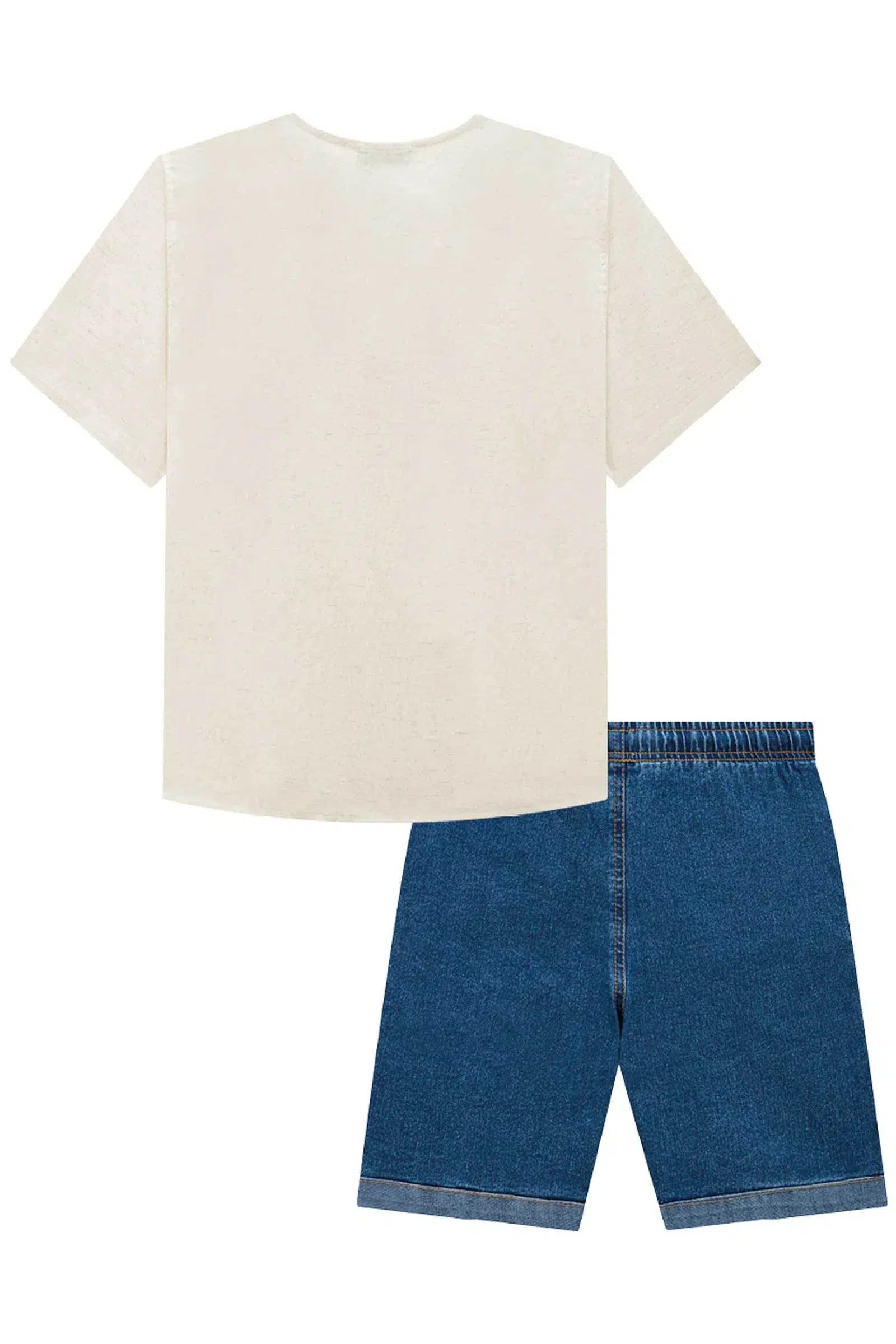 Conjunto de Camisa em Linho Delux e Bermuda em Jeans Bellini com Elastano 72573 LucBoo