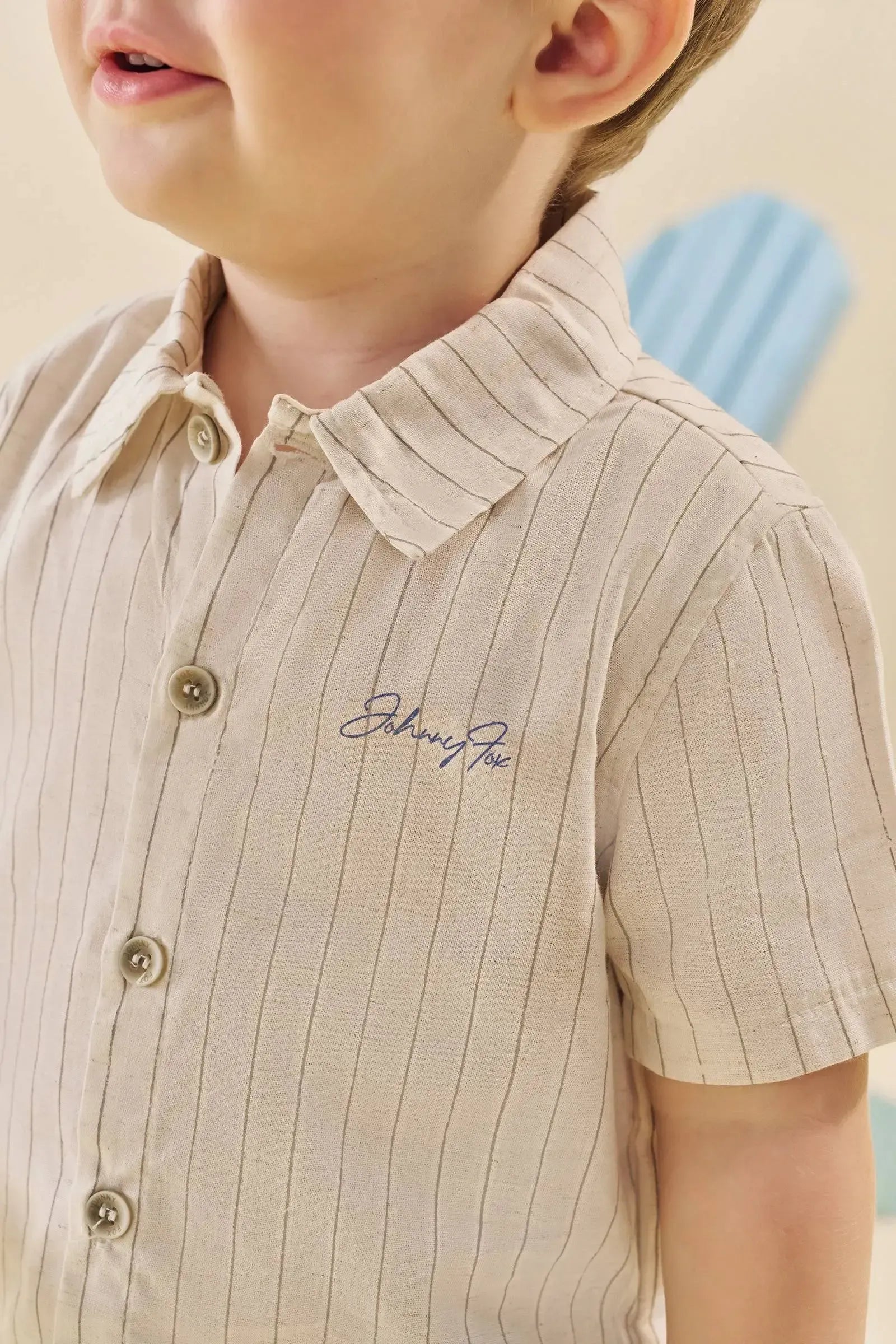 Conjunto de Camisa em Linho Deluxe e Bermuda em Ecostretch 84618 Johnny Fox Bebê Menino