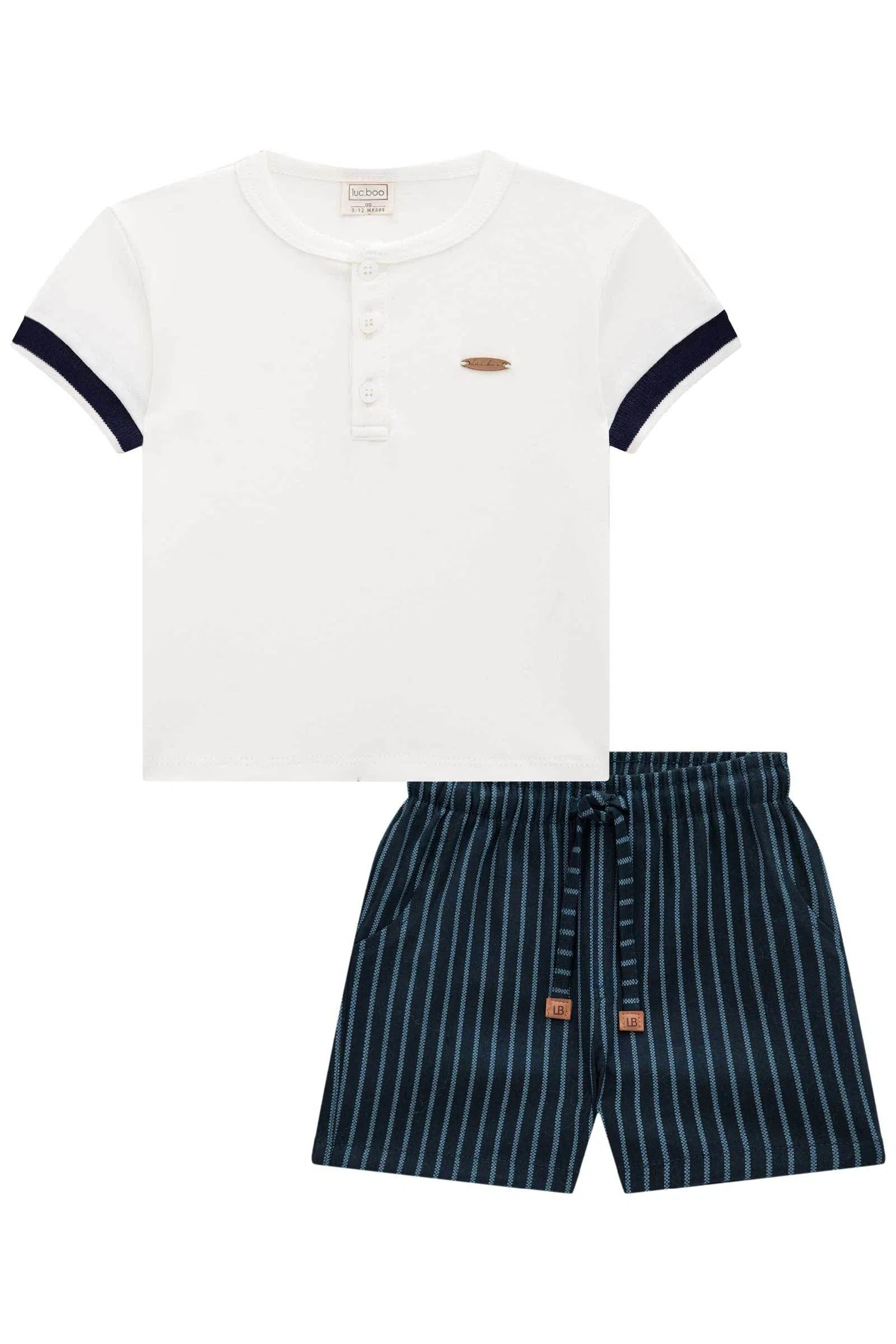 Conjunto de Camisa em Suedine e Bermuda em Sarja Stretch com Elastano 75782 LucBoo