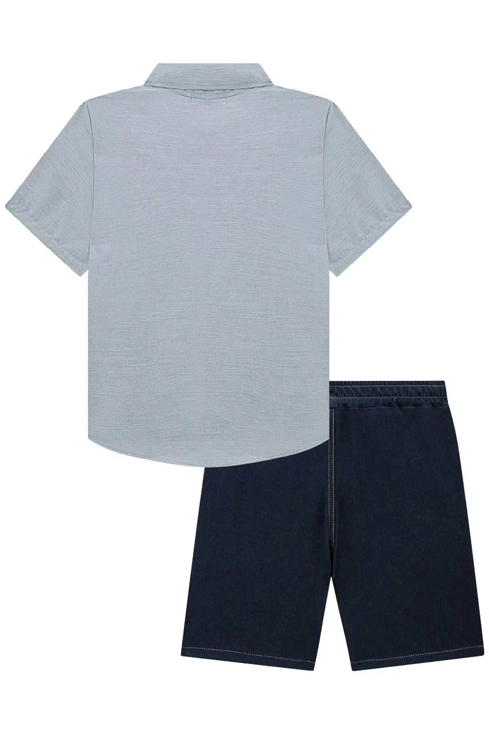 Conjunto de Camisa em Tecido Zagora e Bermuda em Cotton Jeans com Elastano 72497 Johnny Fox