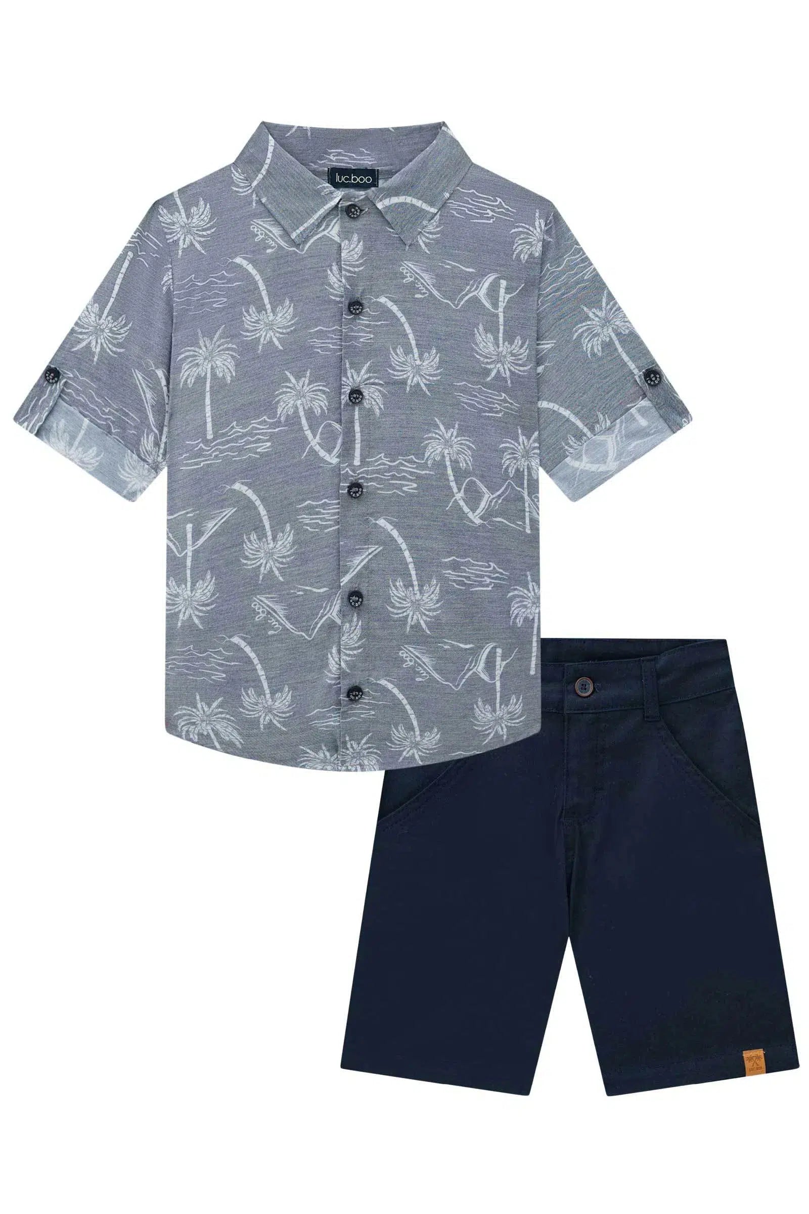 Conjunto de Camisa em Tecido Zagora e Bermuda em Sarja Stretch com Elastano 72585 LucBoo
