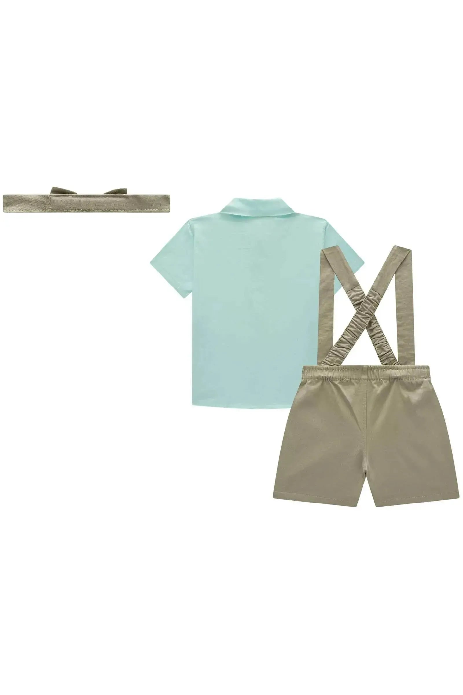 Conjunto de Camisa em Tricoline Mônaco com Elastano e Bermuda em Sarja Caribe com Elastano 83991 LucBoo Bebê Menino
