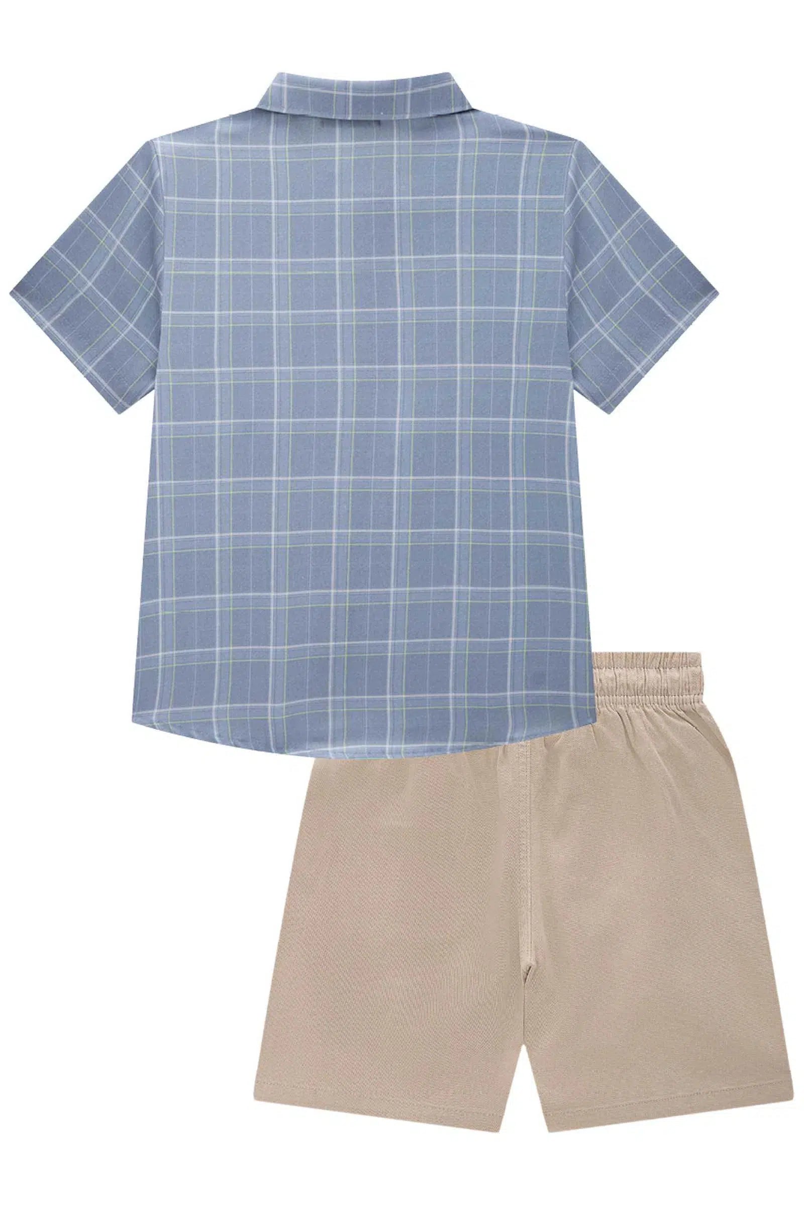 Conjunto Infantil Menino de Camisa em Visco Twill com Elastano e Bermuda em Sarja Onix com Elastano 82640 LucBoo