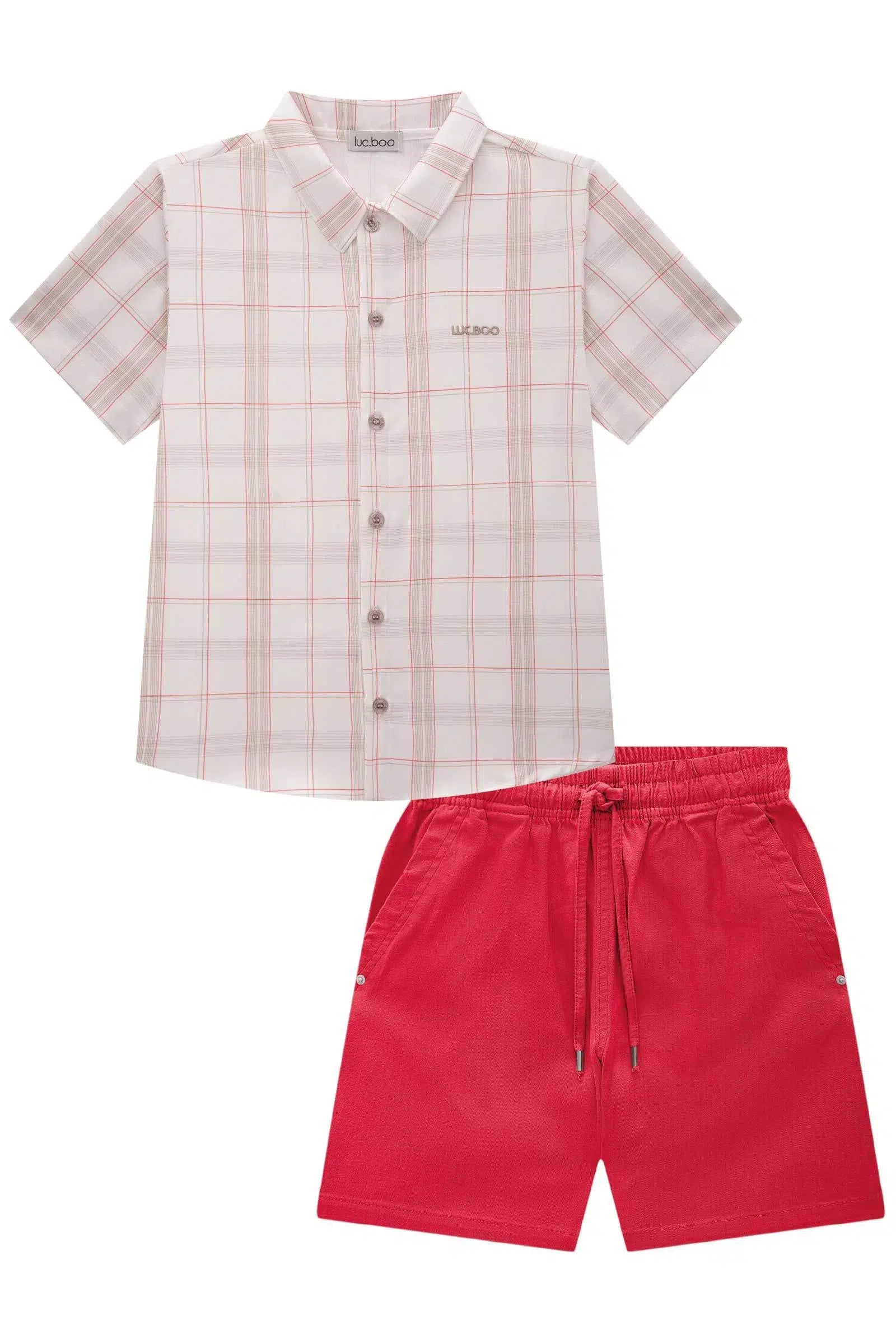 Conjunto Infantil Menino de Camisa em Visco Twill com Elastano e Bermuda em Sarja Onix com Elastano 82640 LucBoo