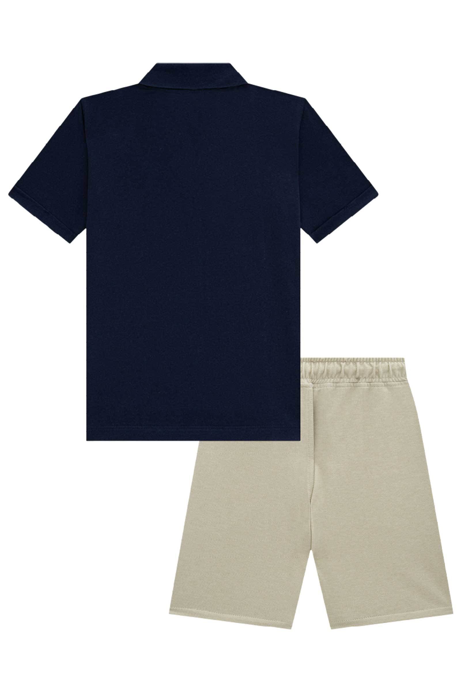 Conjunto de Camisa Polo em Meia Malha e Bermuda em Cotton Jeans com Elastano 75382 Johnny Fox