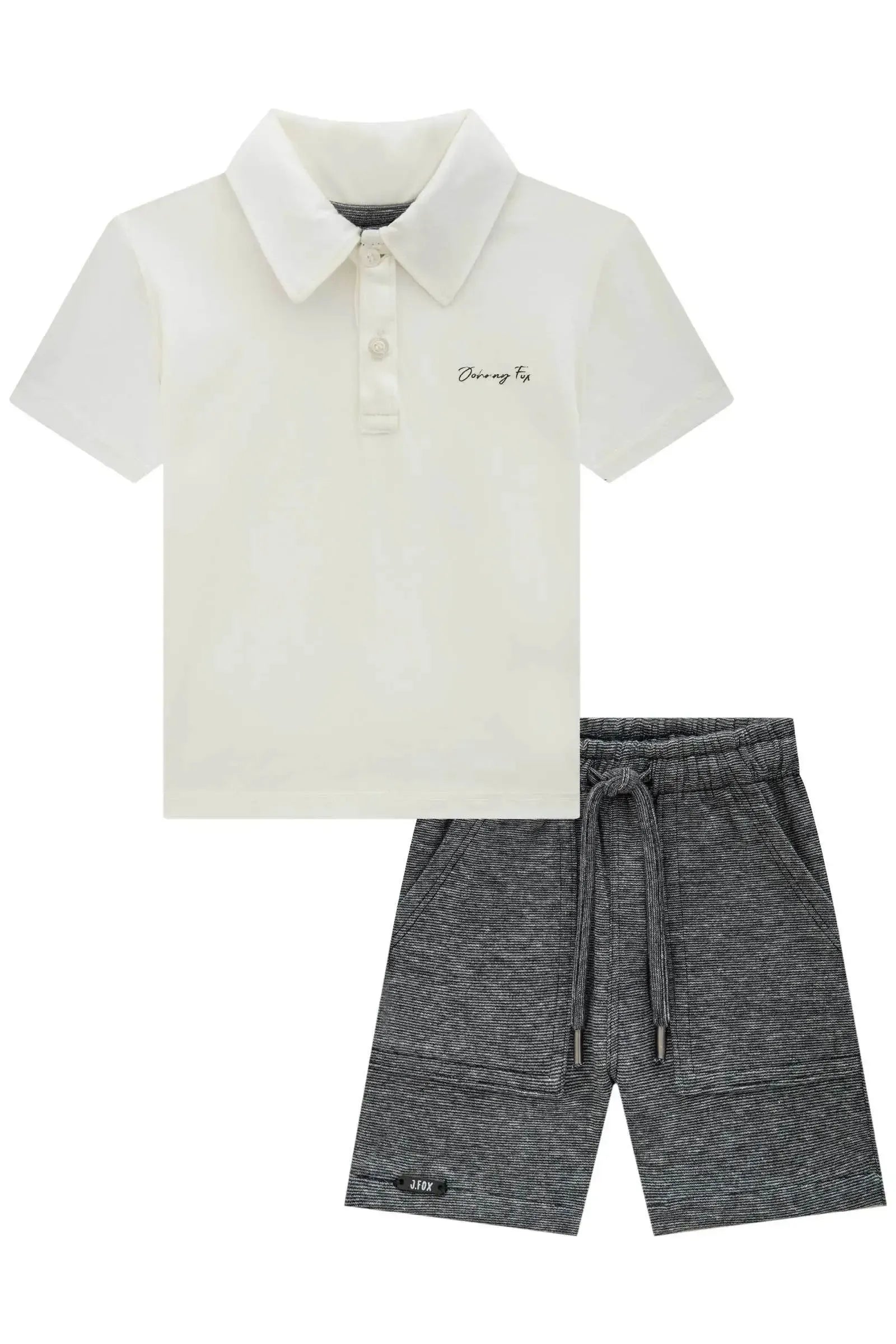 Conjunto de Camisa Polo em Meia Malha e Bermuda em Malha Active 84665 Johnny Fox Bebê Menino