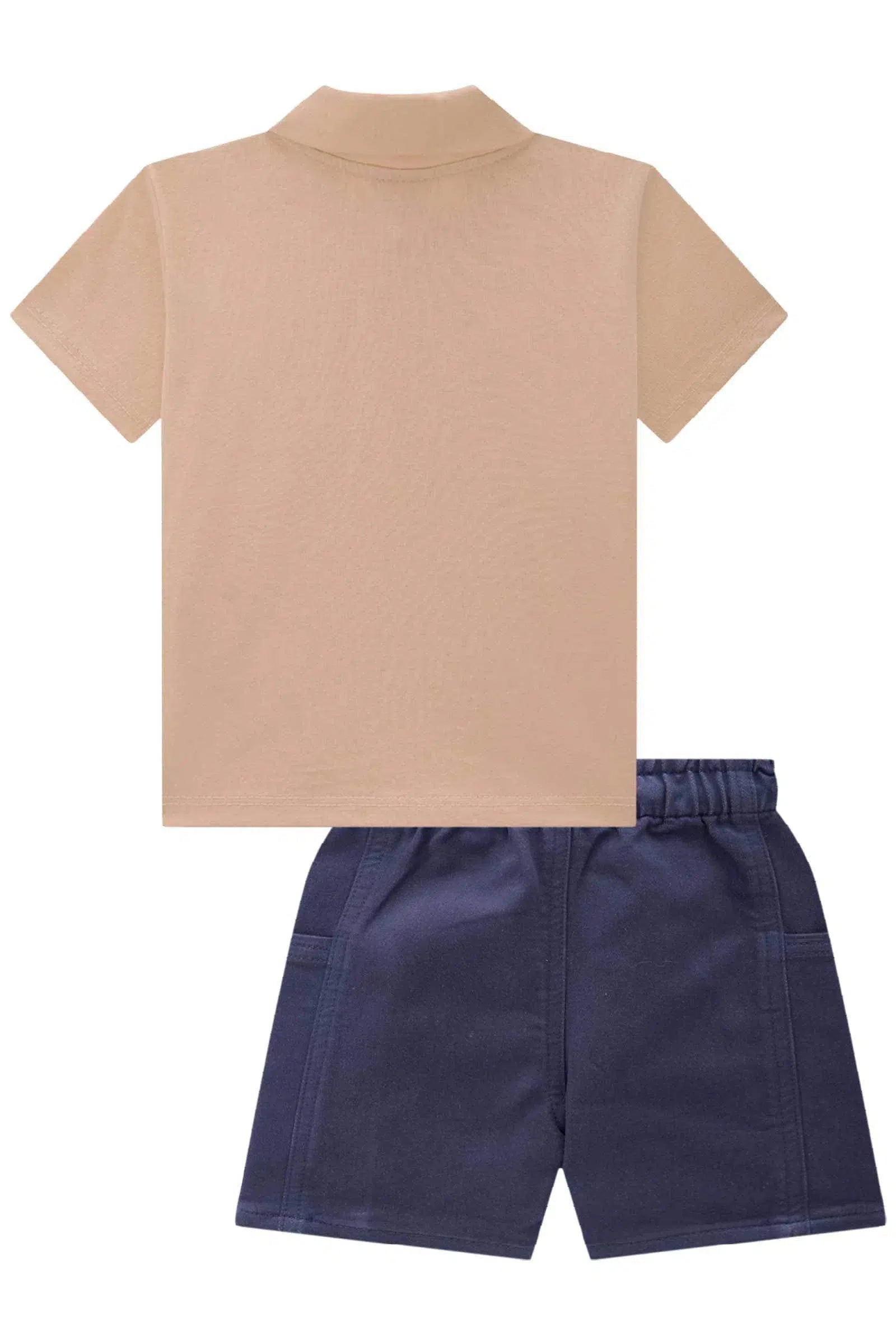 Conjunto Bebê Menino de Camisa Polo em Meia Malha e Bermuda em Sarja Soft com Elastano 82129 LucBoo