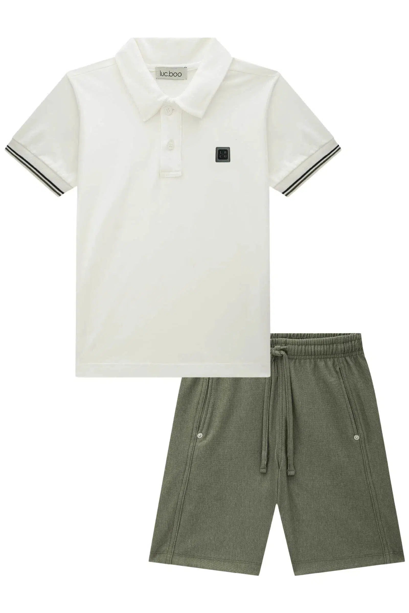 Conjunto Infantil Menino de Camisa Polo em Meia Malha e Bermuda em Tecido Cotton Jeans com Elastano 81696 LucBoo