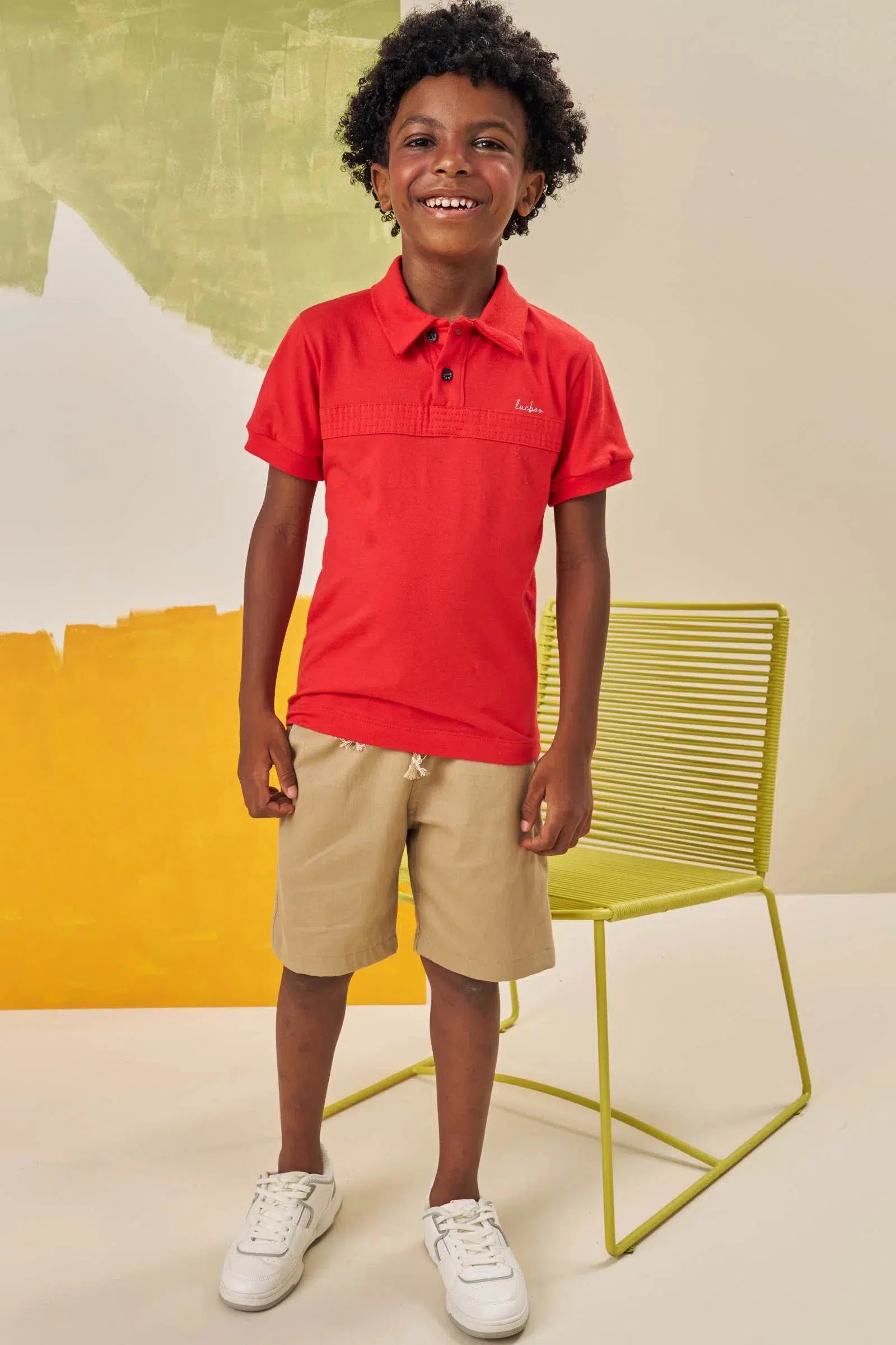 Conjunto de Camisa Polo em Meia Malha e Bermuda em Tecido Eco com Elastano 77404 LucBoo