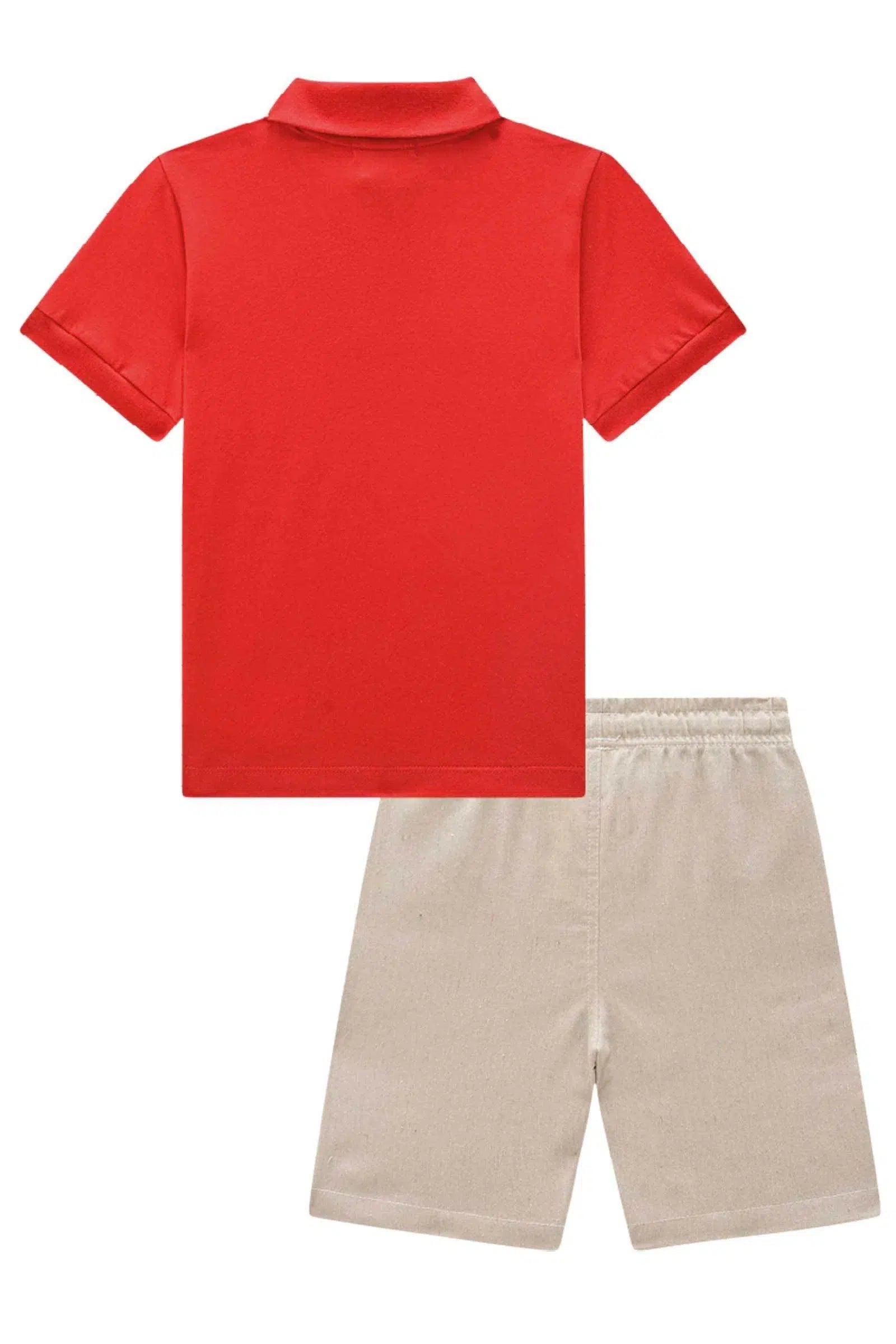 Conjunto de Camisa Polo em Meia Malha e Bermuda em Tecido Eco com Elastano 77404 LucBoo