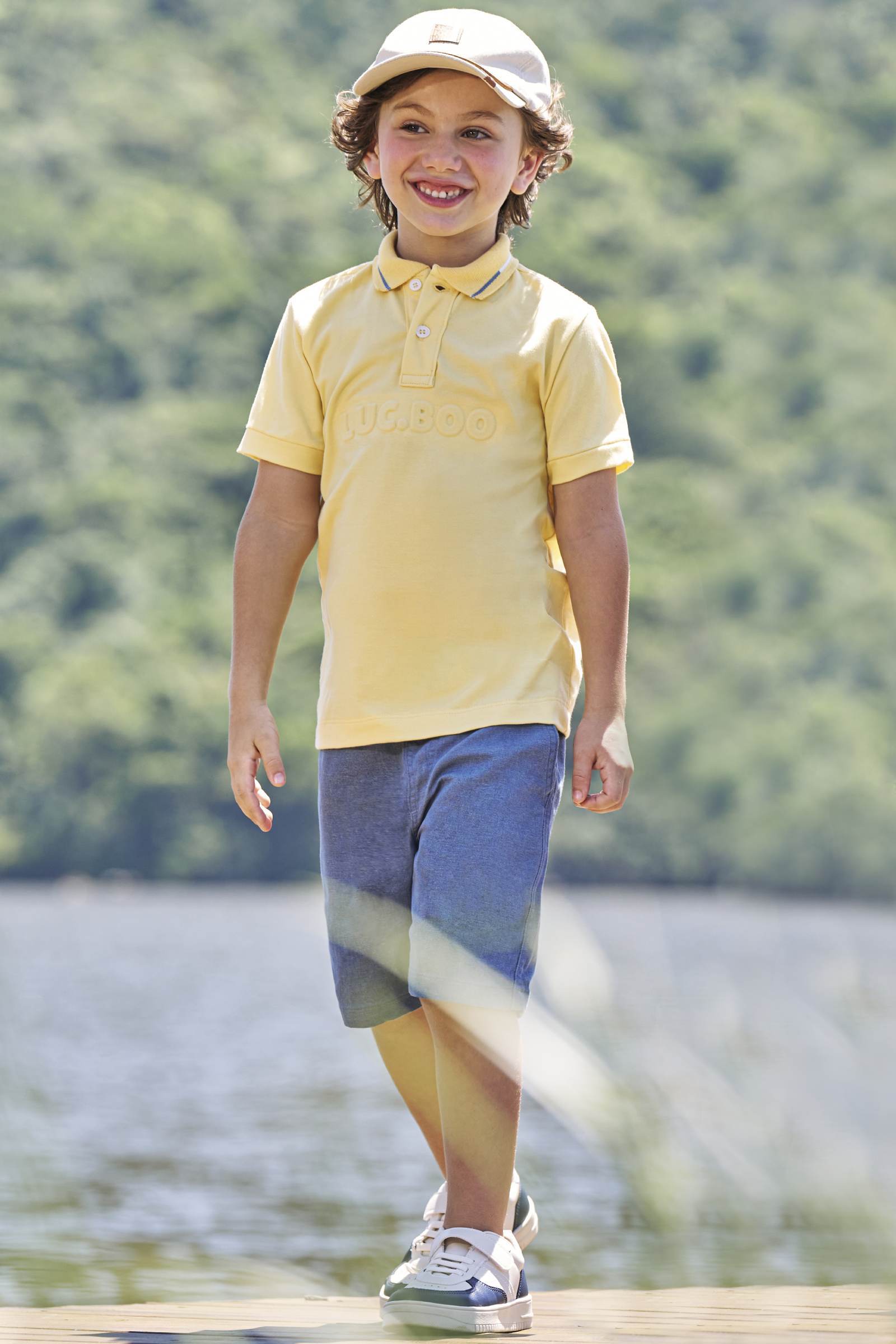 Conjunto de Camisa Polo em Piquet e Bermuda em Sarja Melange com Elastano Super Power 77400 LucBoo