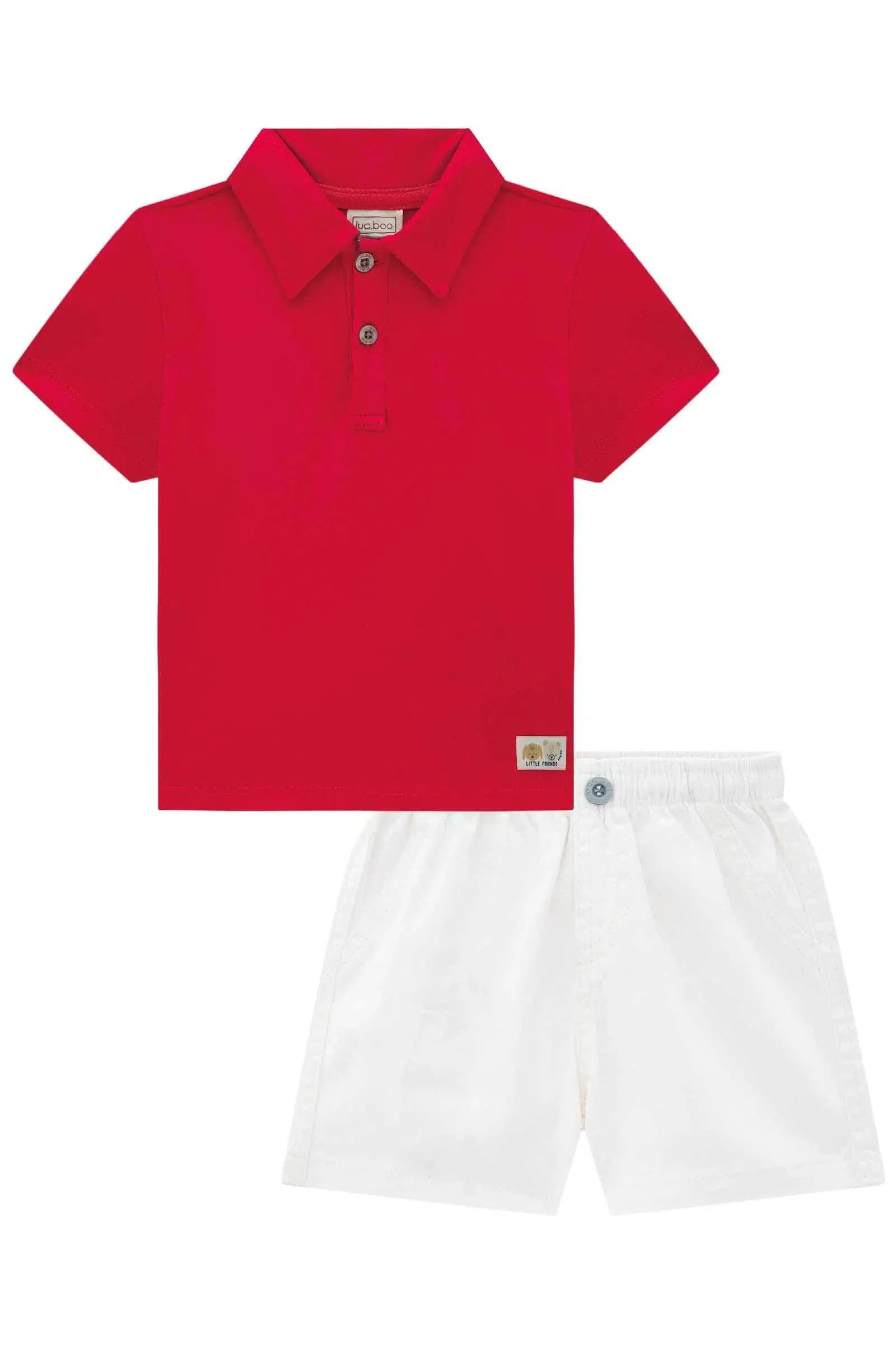 Conjunto de Camisa Polo em Piquet e Bermuda em Sarja Onix com Elastano 78549 LucBoo