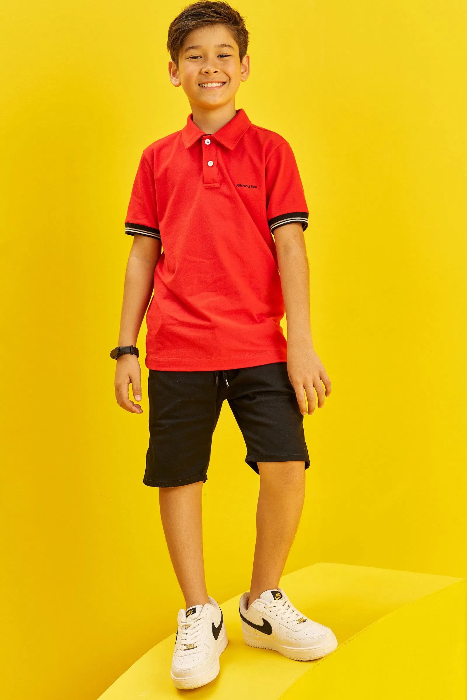 Conjunto de Camisa Polo em Piquet e Bermuda em Sarja Stretch com Elastano 75058 Johnny Fox