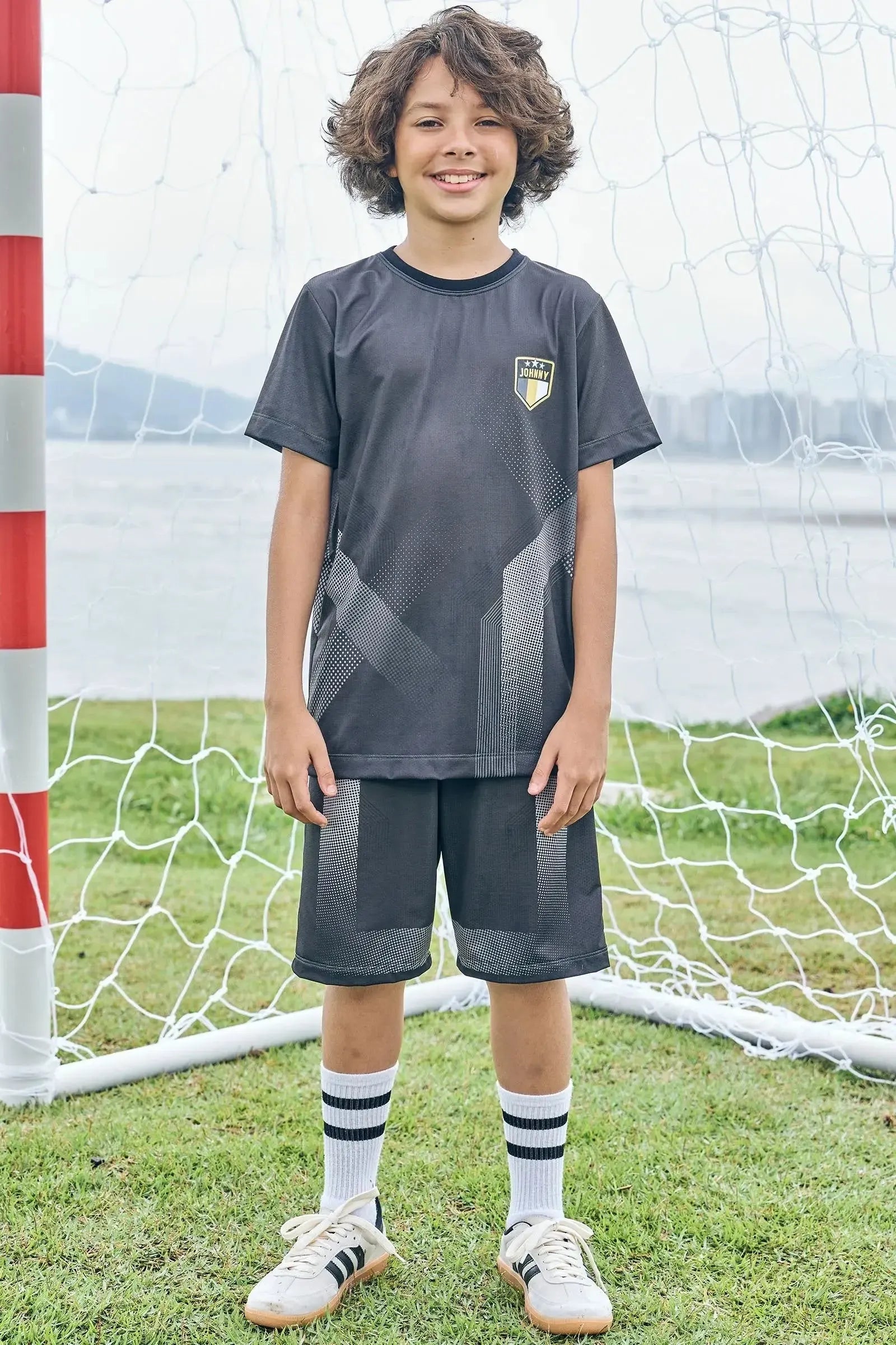 Conjunto de Camiseta e Bermuda em Malha Space Green 85691 Johnny Fox Teen Menino