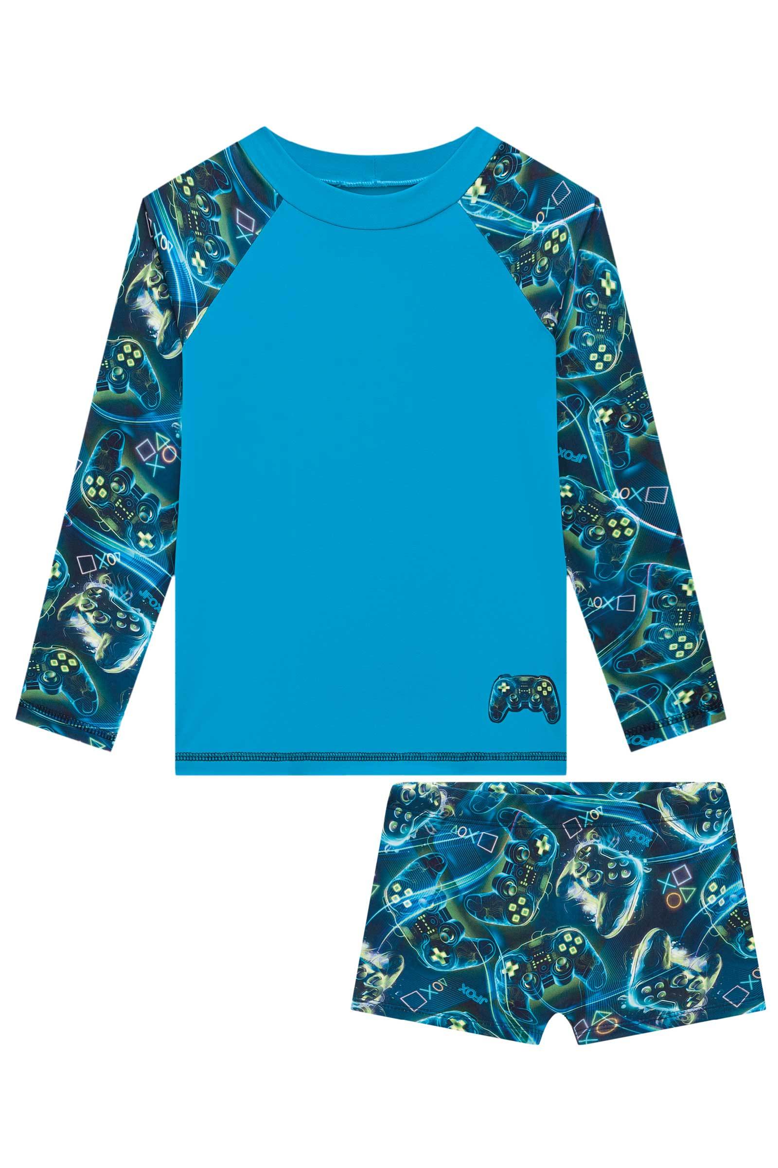 Conjunto de Camiseta e Sunga em Malha Uv Dry com Proteção Uv 50+ 73988 Johnny Fox