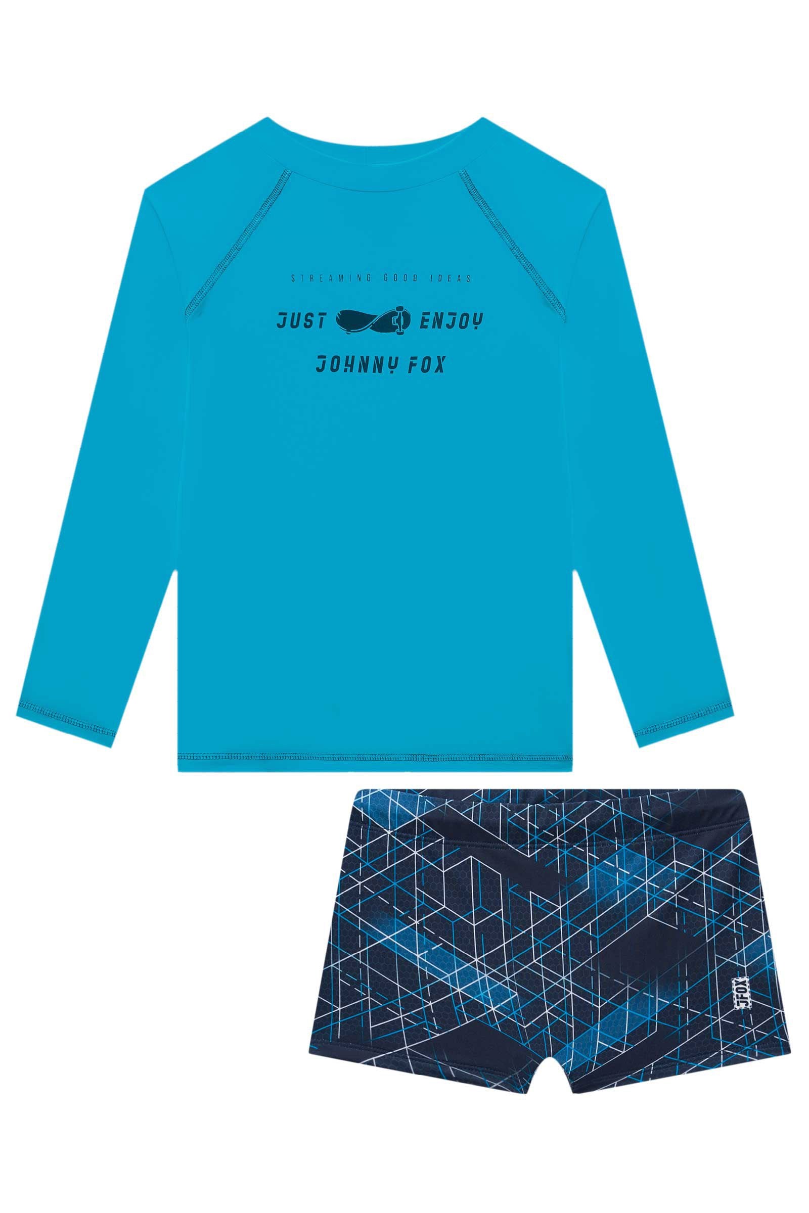 Conjunto de Camiseta e Sunga em Malha Uv Dry com Proteção Uv 50+ 75710 Johnny Fox